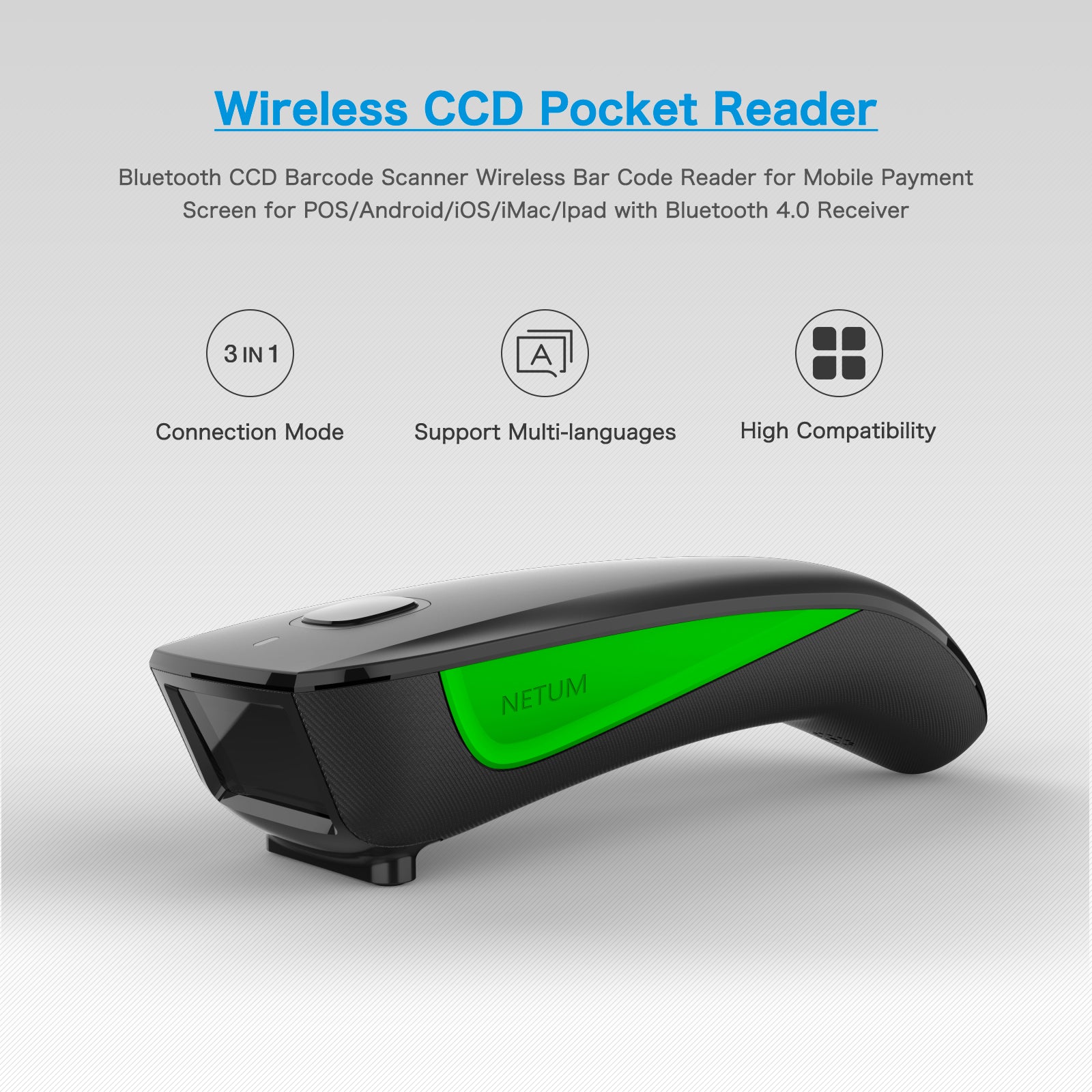 C740 1D Wireless Barcode Scanner - Fast & Accurate Handheld Scanner for Retail, Warehouse, and Inventory Management | USB & Bluetooth Connectivity