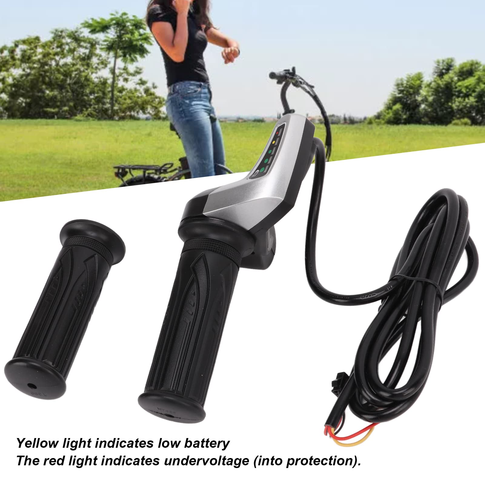 Universal Electric Bike Throttle Grip - LED Display & Power Key Lock for E-Bikes & Scooters - Speed Control Knob with Twist Accelerator - Perfect for Commuting & Outdoor Adventures