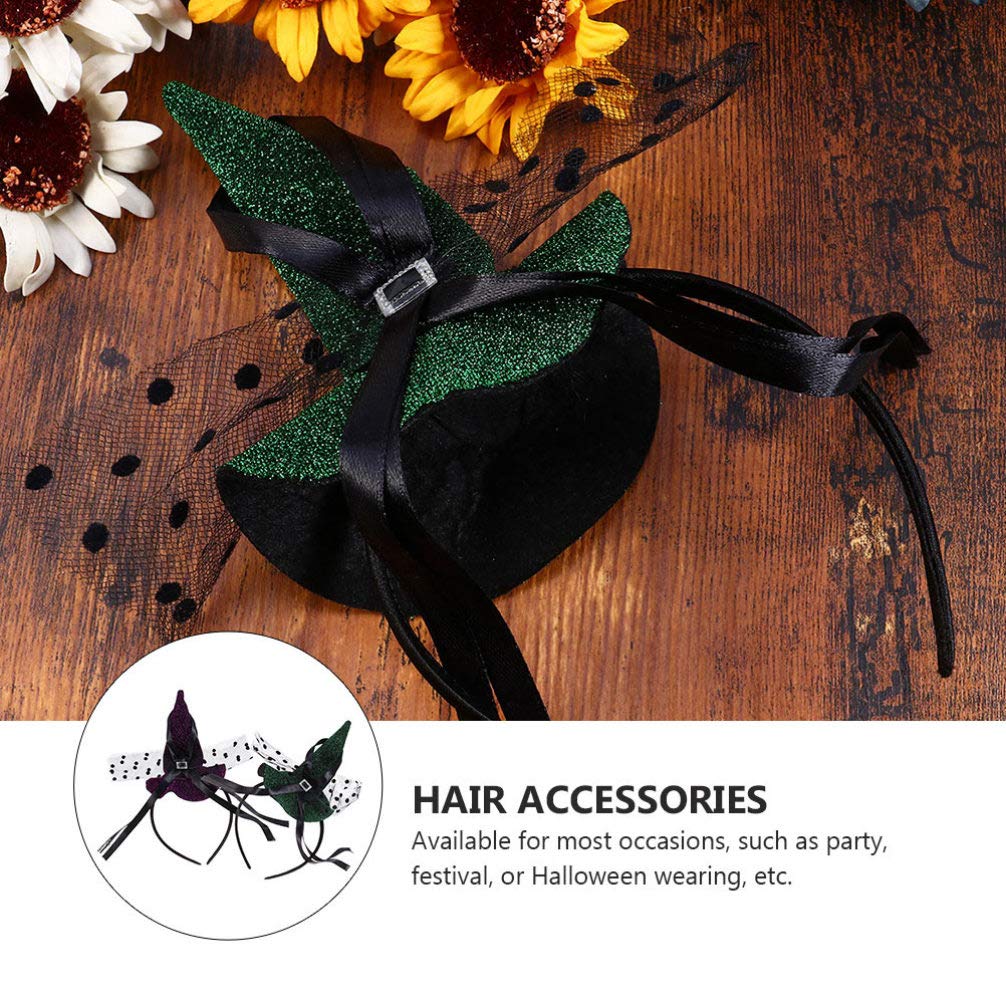 Minkissy 4-Piece Halloween Witch Hat Set - Pointed Hat Headband, Tiara, Hair Tie & Bonnet for Women | Costume Accessories for Halloween Parties, Witch Costumes & Cosplay