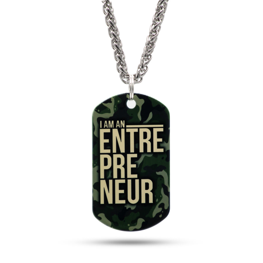 Business is War 25 Stainless Steel Dog Tag Necklace - Military Style Pendant for Men - Perfect for Gifts, Veterans, and Everyday Wear
