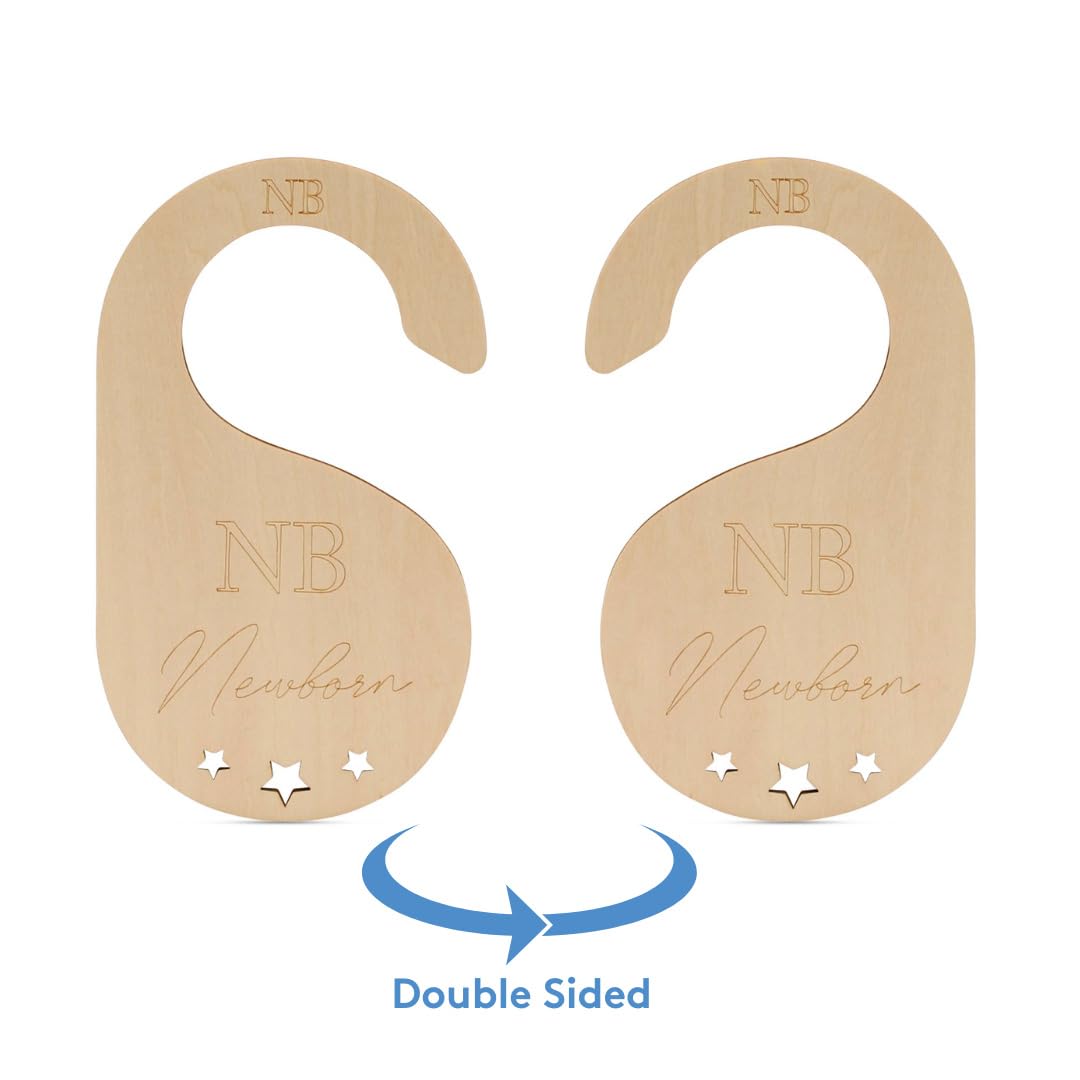 7-Piece Baby Closet Dividers Set - Double Sided Wooden Nursery Organizer for Newborn to Toddler Clothes | Hanging Closet Dividers for Standard Rods | Perfect for Nursery Organization & Baby Wardrobe Sorting
