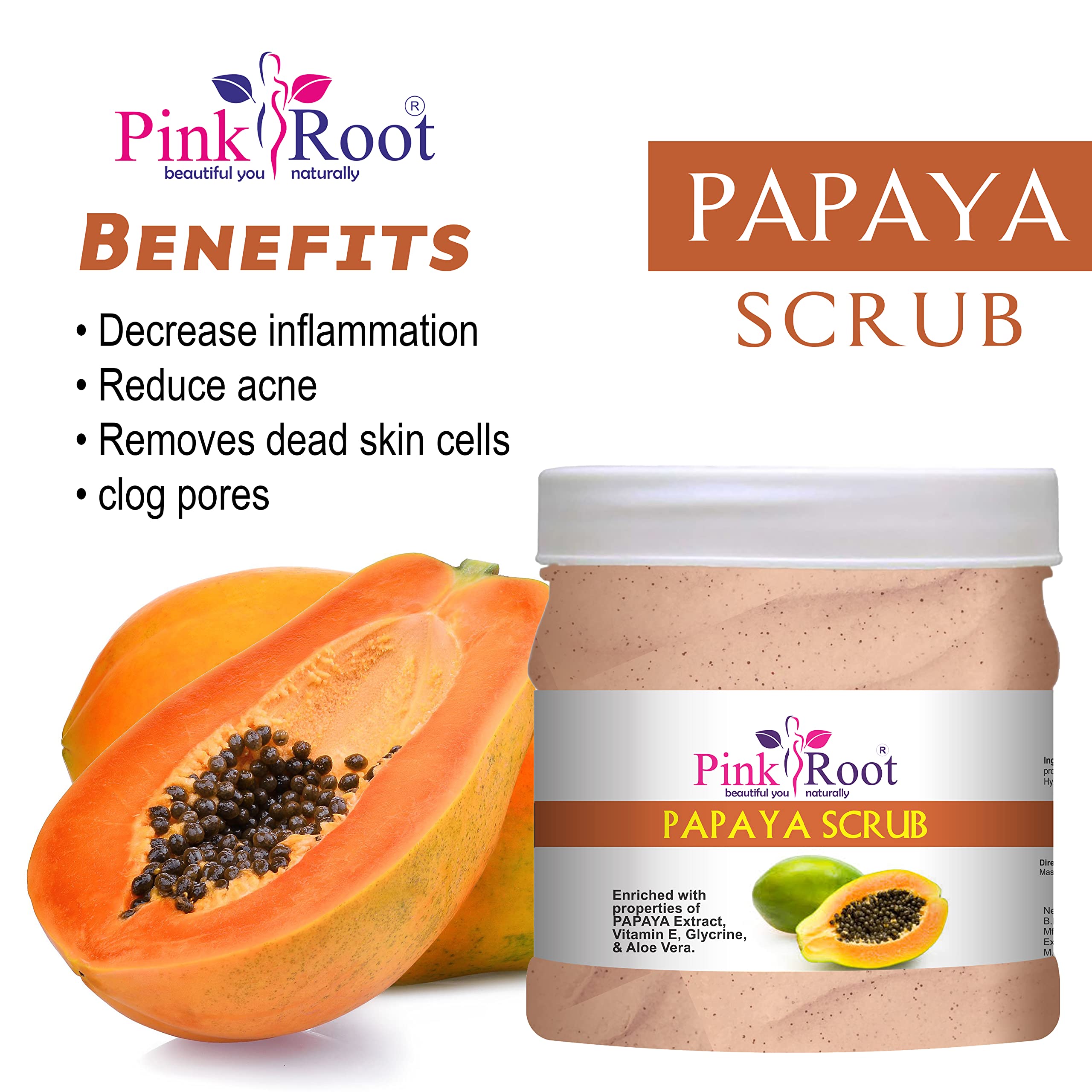 Pink Root Milk & Honey Cold Cream 500ml with Papaya Mask 500ML - Hydrating Moisturizer for Dry Skin, Natural Skincare Set for Face & Body Care - Perfect for Night Routine & Spa Treatment
