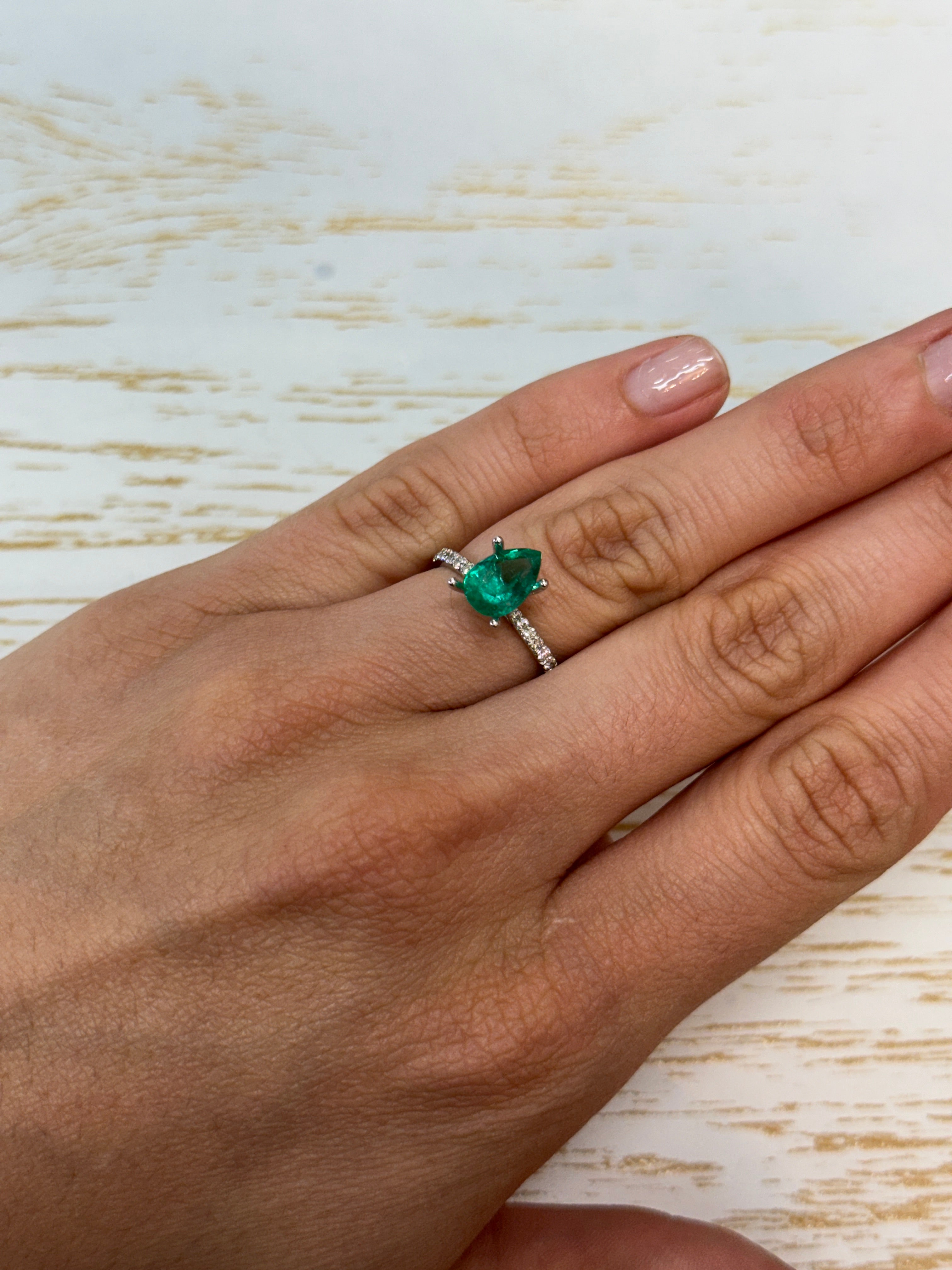 1.80 Carat Chunky Bluish Green Natural Loose Colombian Emerald Pear Cut Gemstone for Jewelry Making, Engagement Rings & Luxury Gifts