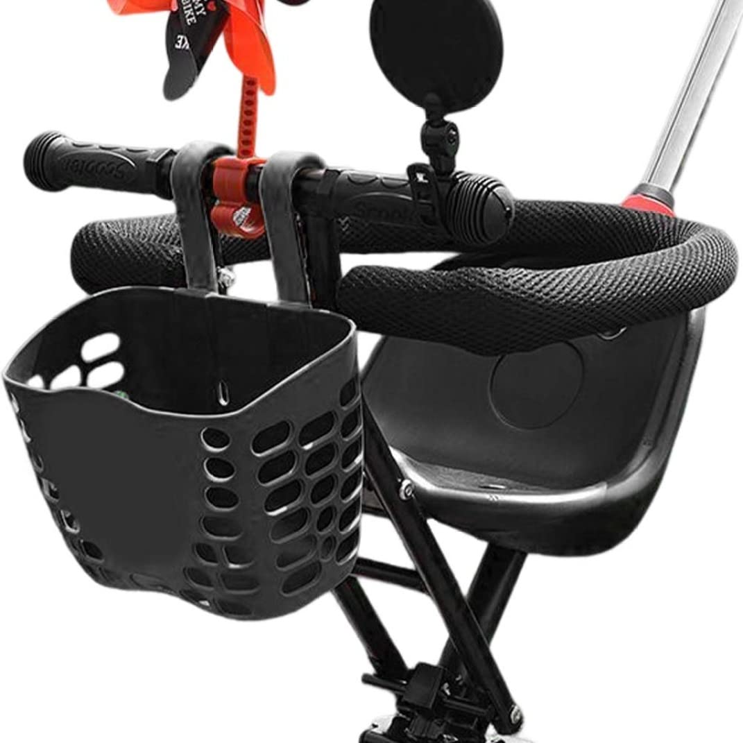**Cute Hollowed Plastic Kids Bike Basket - Front Handlebar Bicycle Basket for Girls & Boys, 19x13x14.5cm (1PC) - Perfect for School, Picnics & Outdoor Rides**