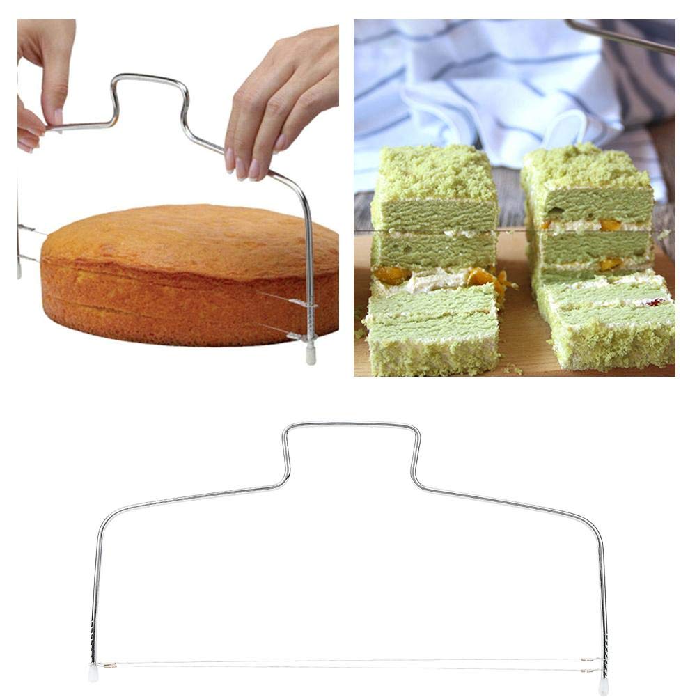 Haofy 2-Piece Adjustable Cake Cutter with Stainless Steel Wires - Professional Cake Slicing Tool for Home Bakers & Cake Shops - Perfect for Birthday Cakes, Wedding Cakes & Pastry Cutting