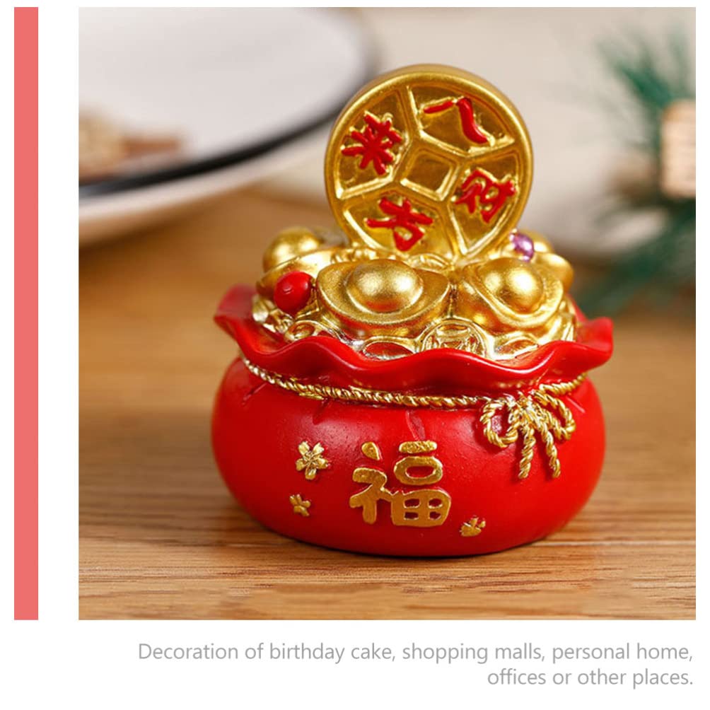 2Pcs Chinese Feng Shui Golden Money Bag Treasure Basin - Lucky Wealth Ingot Decorative Figurine for Home & Office - Attract Prosperity & Good Fortune - Perfect for Desk Decor, Gift Giving & Feng Shui Arrangements