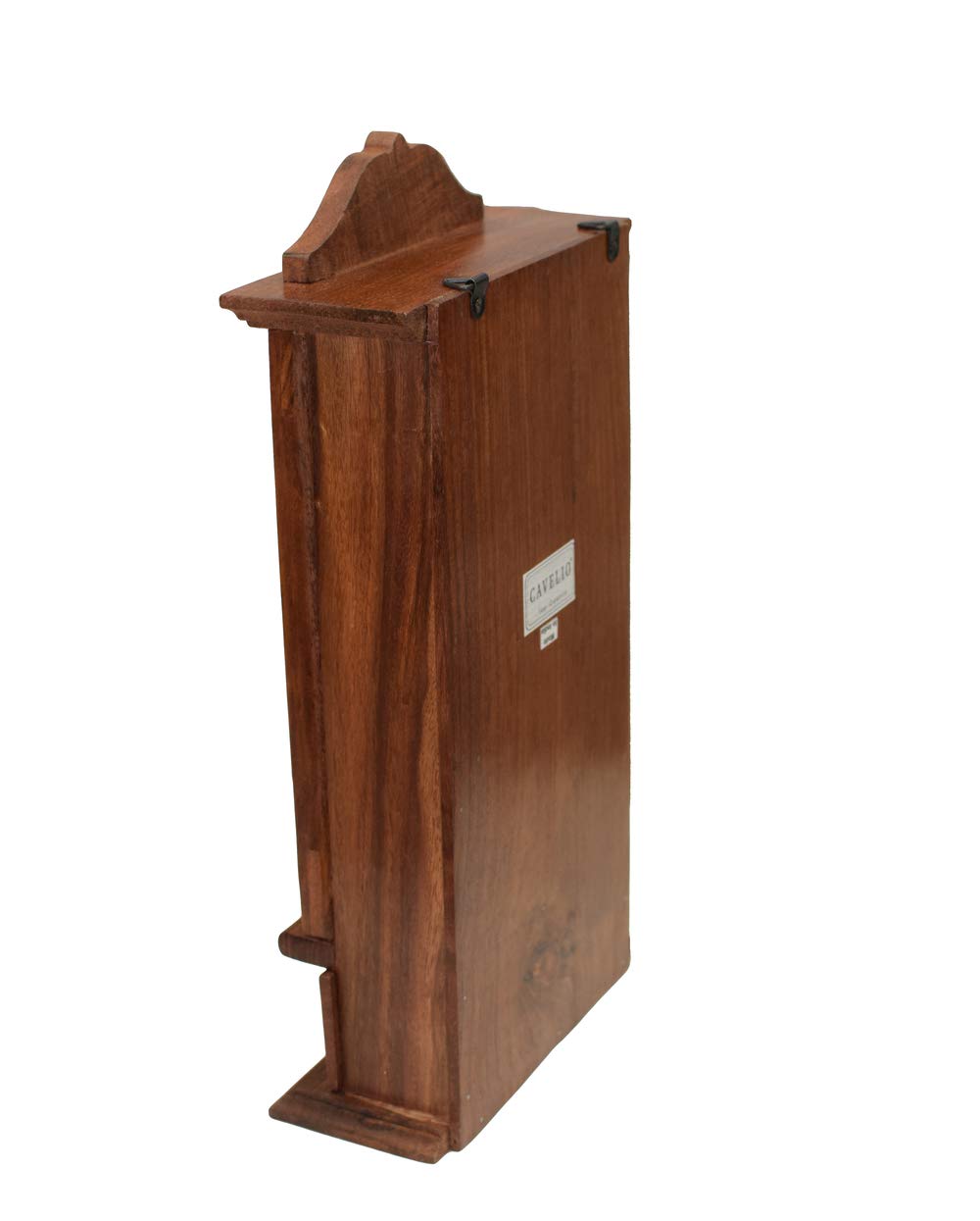 Premium Rosewood Key Holder with 6 Hooks & Glass Front Storage - Handcrafted Wooden Wall Organizer for Home, Office & Entryway Organization