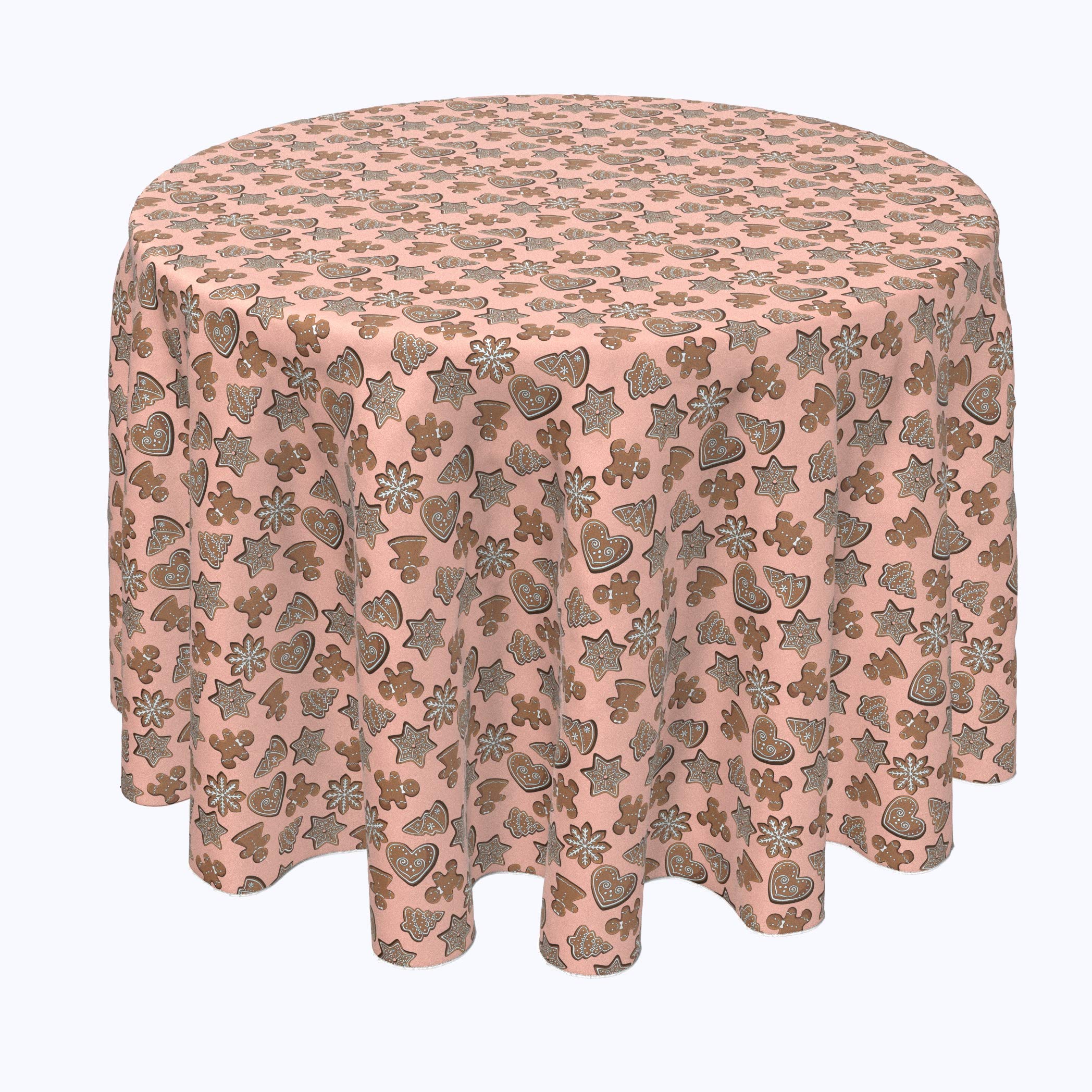 84 Inch Round Tablecloth - 100% Polyester Holiday Dining Decor for Christmas, Parties & Gingerbread Cookie Baking Gatherings