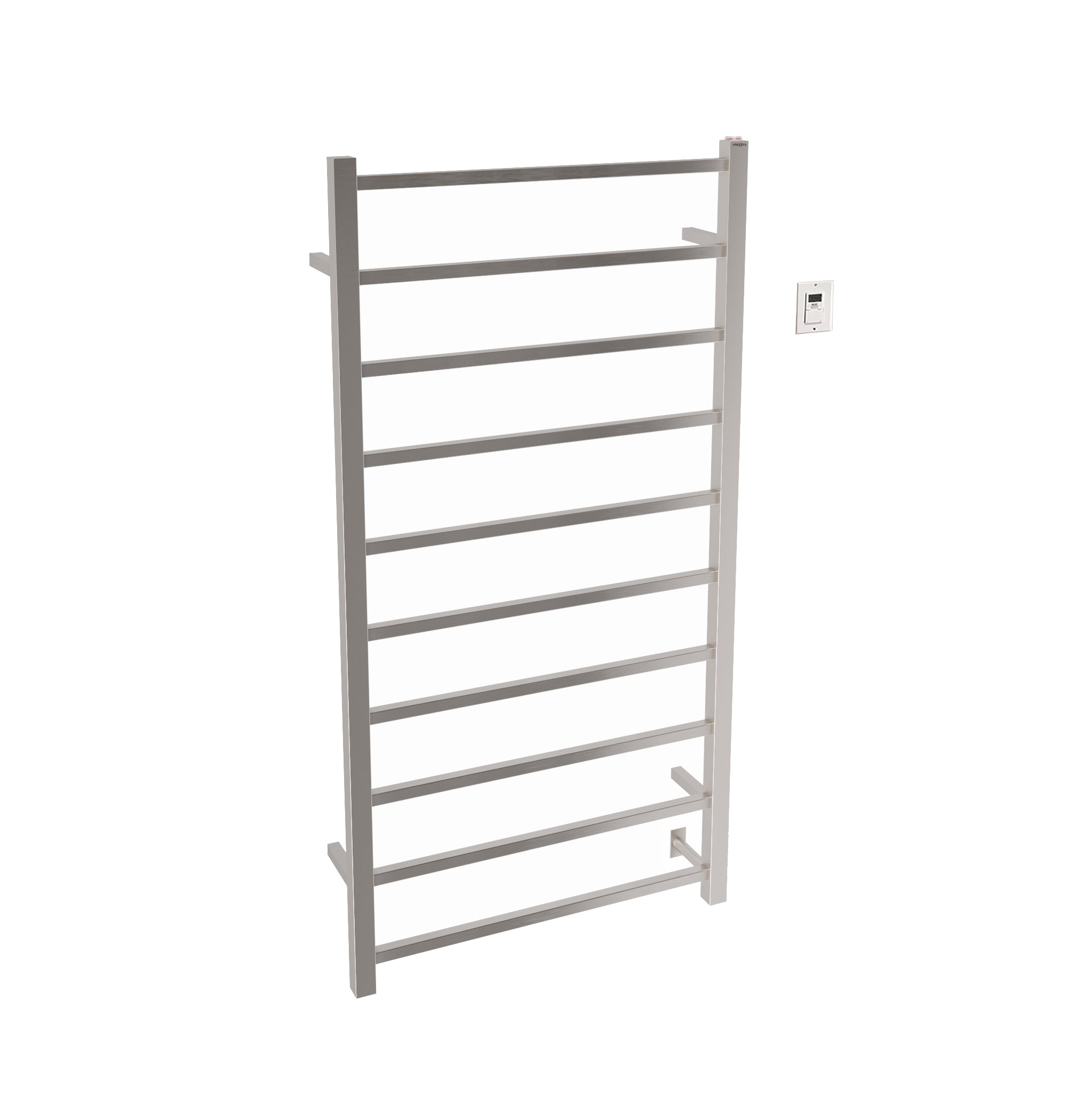 Gala Dual XL 10 Bar Hardwired & Plug-in Towel Warmer - Brushed Stainless Steel with Timer - Perfect for Bathrooms, Spas & Luxury Homes