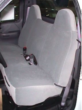 Premium Durafit Seat Covers for 1992-1997 Ford F150-F350 (Regular/XCab/Crew Cab) - Gray Velour Bench Seat Covers with Molded Headrests | Perfect for Truck Protection, Comfort & Custom Style | Ideal for Work Trucks, Off-Roading & Daily Commutes