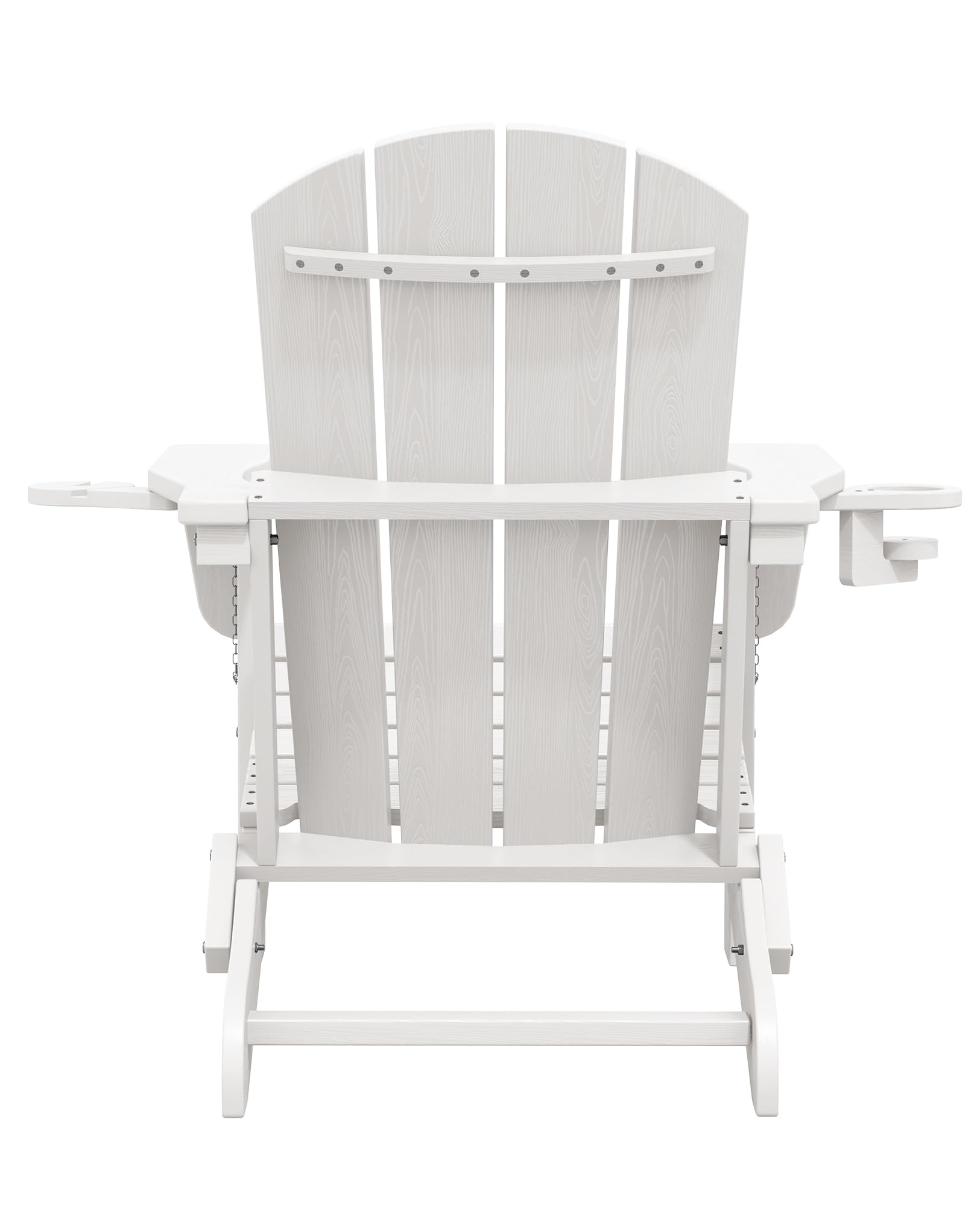 Premium SERWALL Adirondack Chair with Cup Holders - Durable HDPE Composite Outdoor Patio Furniture - All-Weather Resistant White Lounge Chair for Backyard, Poolside & Garden Relaxation