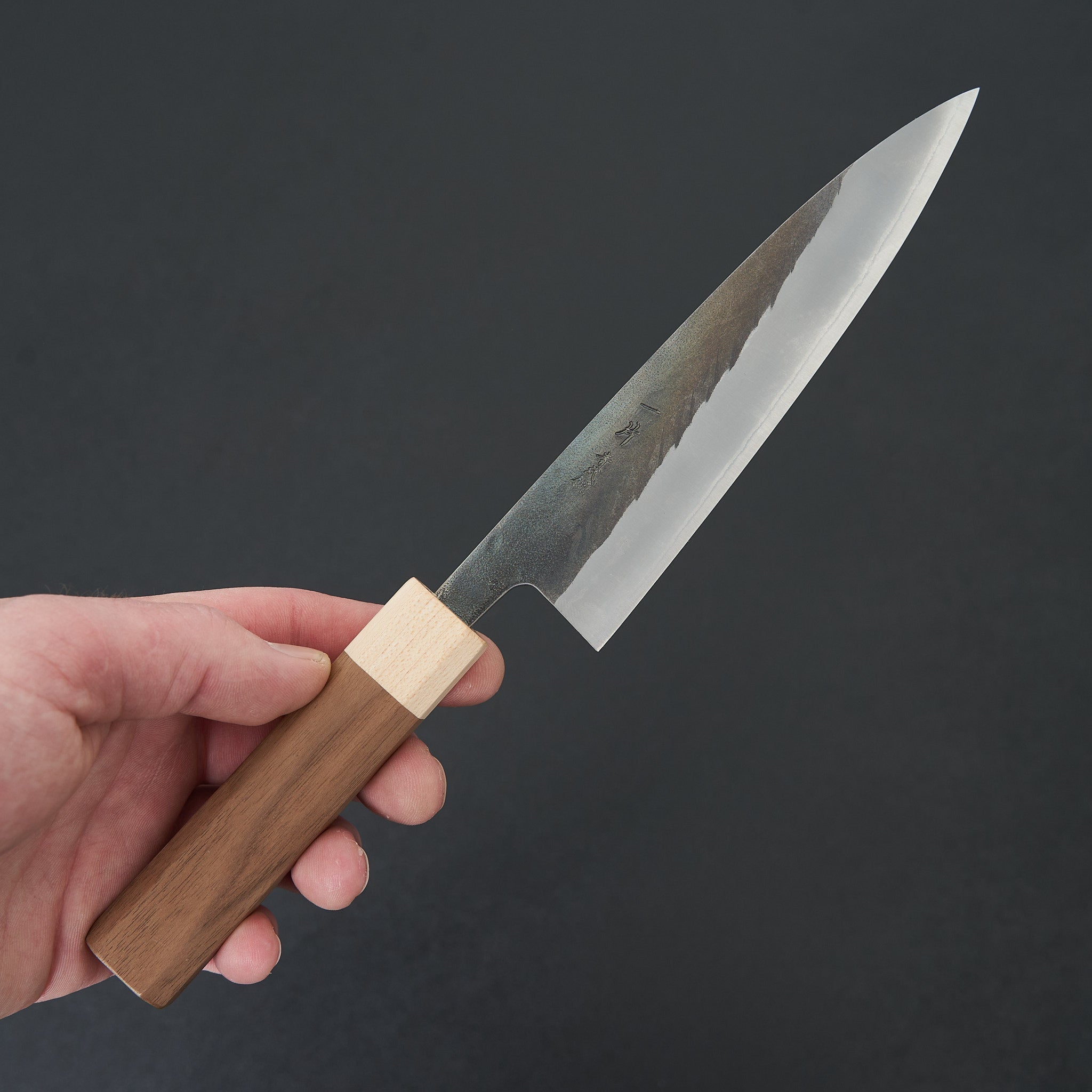 Hitohira TD Blue #2 Stainless Clad Kurouchi Gyuto 165mm Japanese Chef Knife with Walnut Handle - Perfect for Sushi, Meat Cutting & Professional Kitchen Use