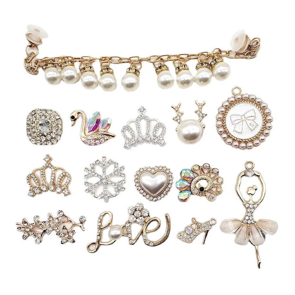 Elegant Pearl & Crystal Crown Shoe Charms - Metal Shoe Accessories for Women's Crocs - Decorative Buckle Clog Decor - Perfect Gift for Shoe Lovers (Great for Parties, Weddings & Everyday Wear)