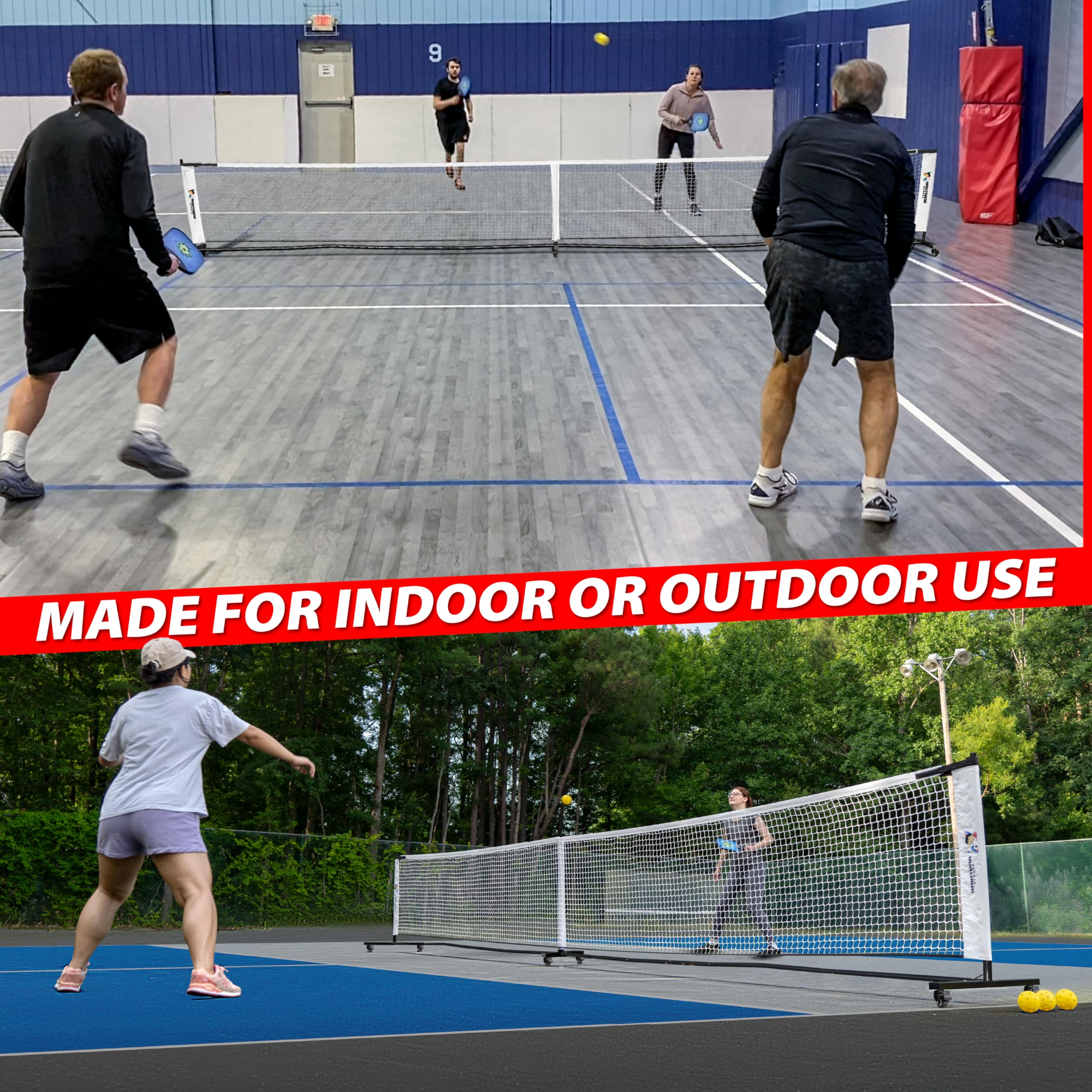 Premium Heavy Duty Pickleball Net with Wheels 2.0 - Portable & Adjustable for Indoor/Outdoor Play - Perfect for Backyard, Court, and Tournament Use