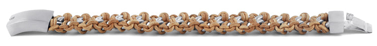 Stainless Steel Chain Tan Leather Bracelet for Men & Women - Trendy Boho Chic Jewelry Gift for Casual Wear & Everyday Fashion Accessories