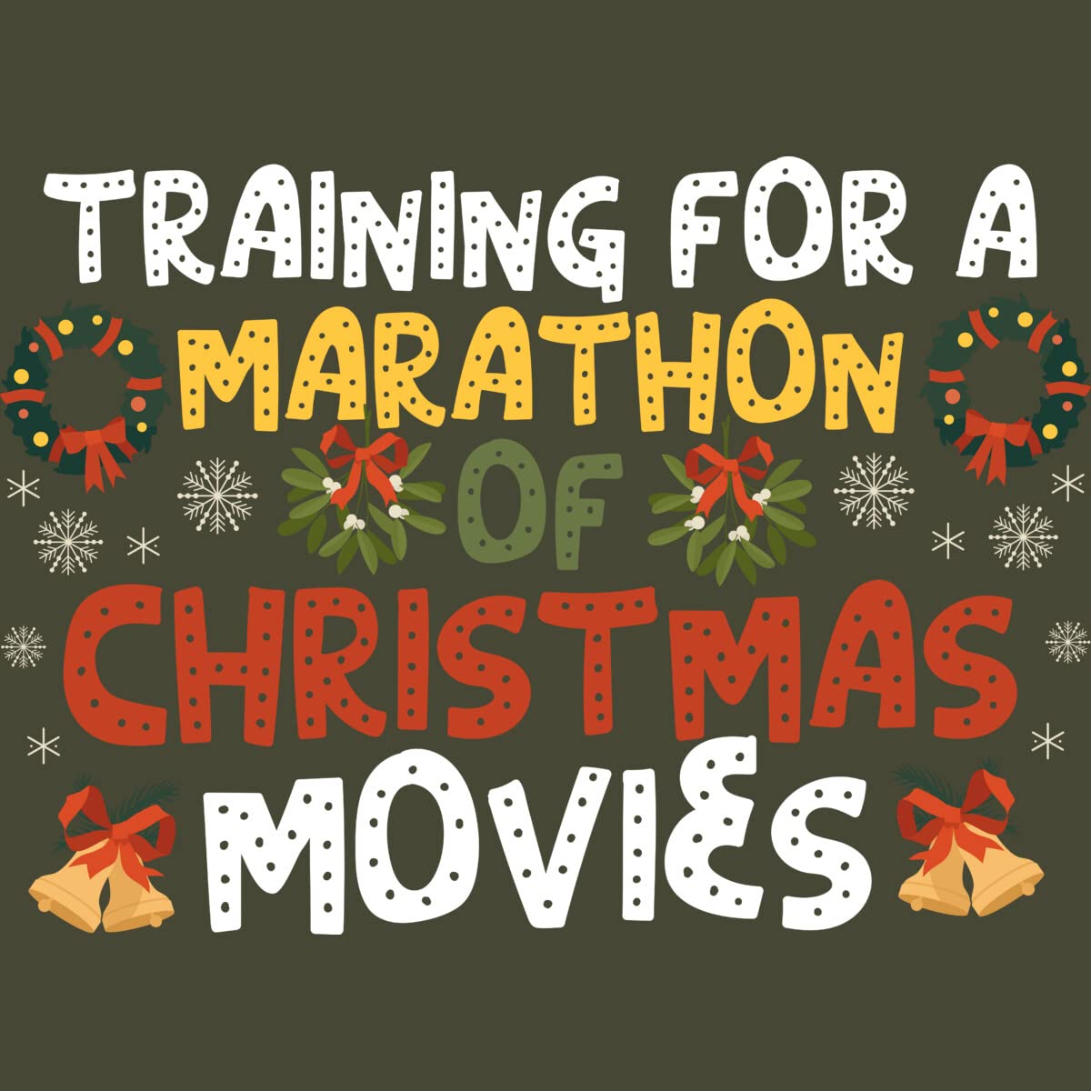 Design By Humans Men's Marathon Training & Christmas Movies Graphic T-Shirt - Soft Cotton Tee for Running, Workouts & Holiday Relaxation