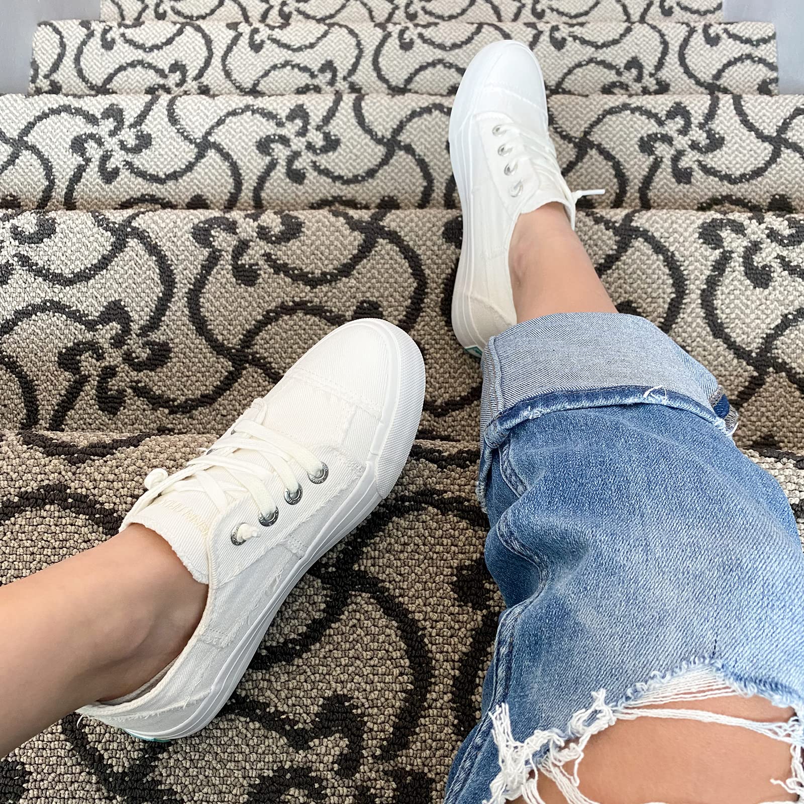 JENN ARDOR Women's Slip On Canvas Sneakers - Low Top Comfortable Walking Shoes for Women | Casual Fashion Flats for Everyday Wear, Travel & Work