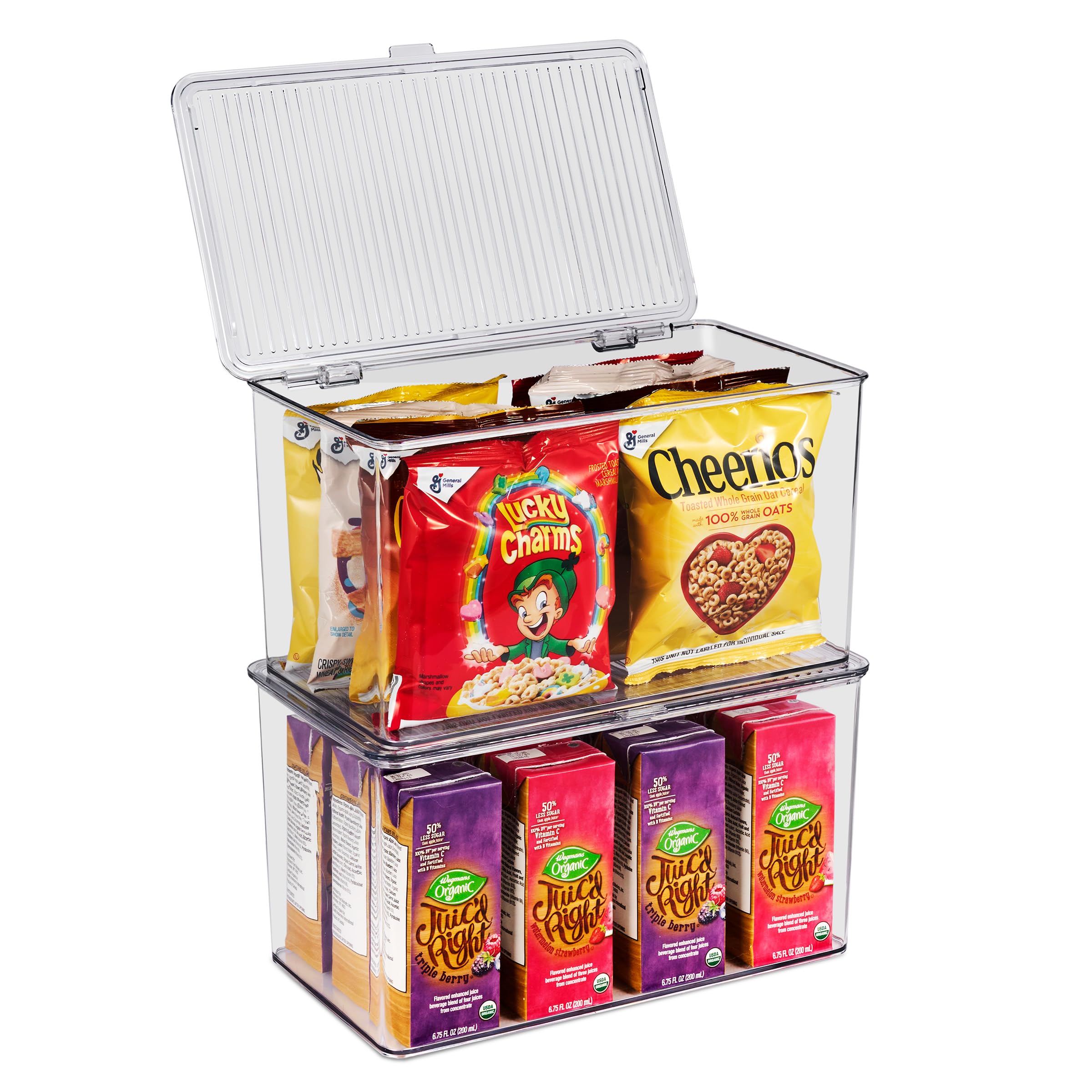 Sorbus Durable Plastic Storage Bins with Lids - Stackable Refrigerator & Pantry Organizer Bins - Multipurpose Kitchen Cabinet Storage Containers - Lightweight Home Organization Solution (2-Pack) - Perfect for Food Storage, Office Supplies & Toy Organization