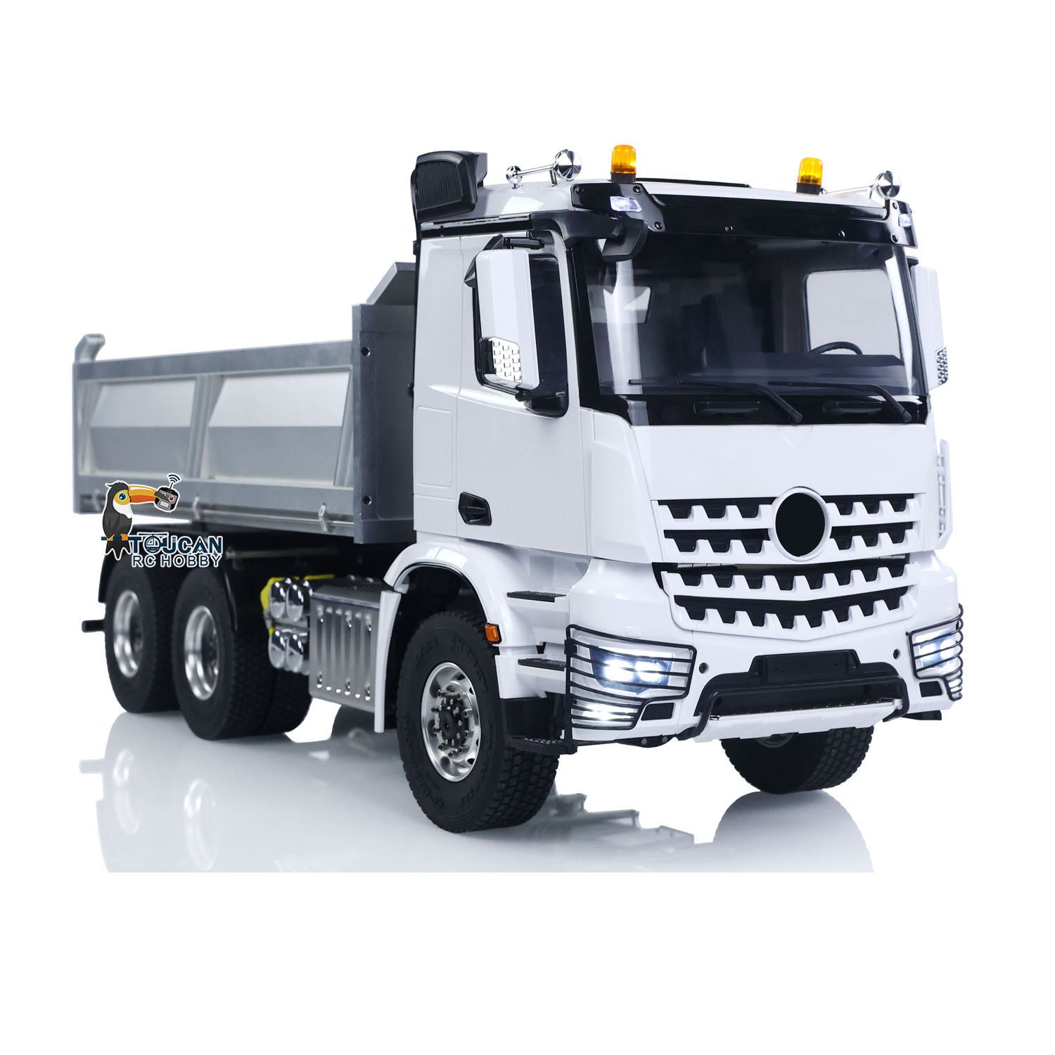 1/14 Scale RC Hydraulic Dumper Truck - Metal Chassis, 2-Speed Gearbox, Realistic Light & Sound Effects, No Lock Differential Axle - Remote Controlled Construction Vehicle for Kids & Adults (US Stock) - Perfect for Construction Site Play, RC Racing, and Collectible Display