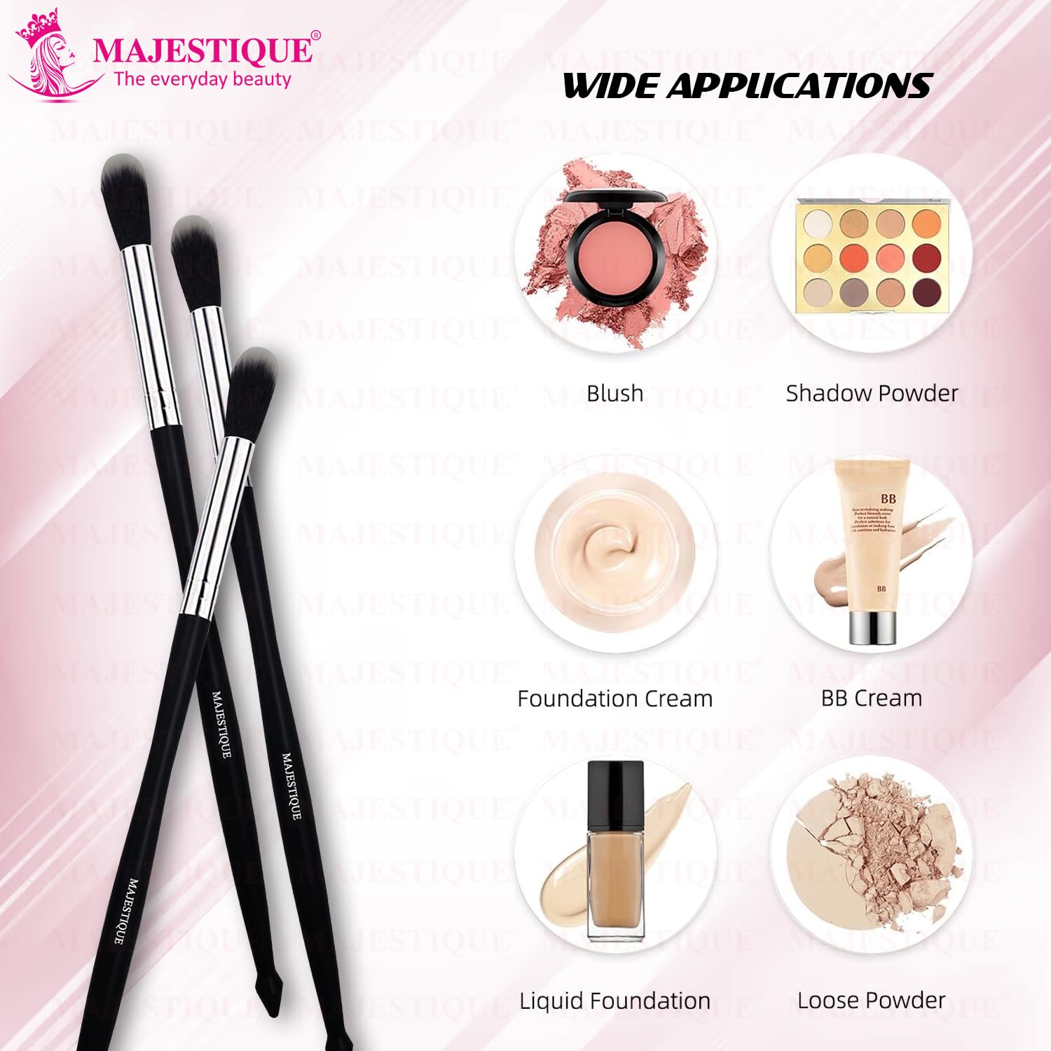 Majestique Professional Blending Eyeshadow Makeup Brush - Soft Synthetic Hair Bristles for Precision Blending & Buffing Harsh Lines | Perfect for Women & Girls | Ideal for Everyday Makeup, Smokey Eyes & Professional Makeup Looks