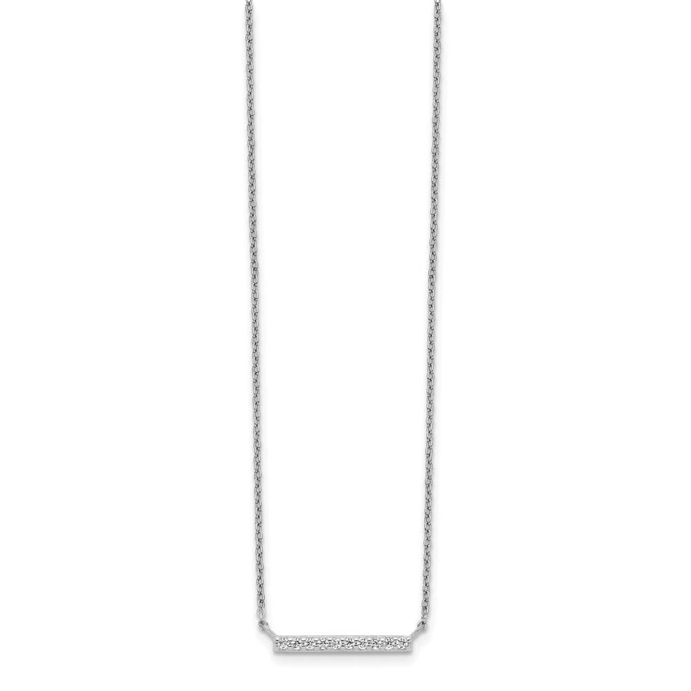 925 Sterling Silver Cubic Zirconia Bar Necklace for Women - Elegant Minimalist Pendant Jewelry Gift for Her, 16