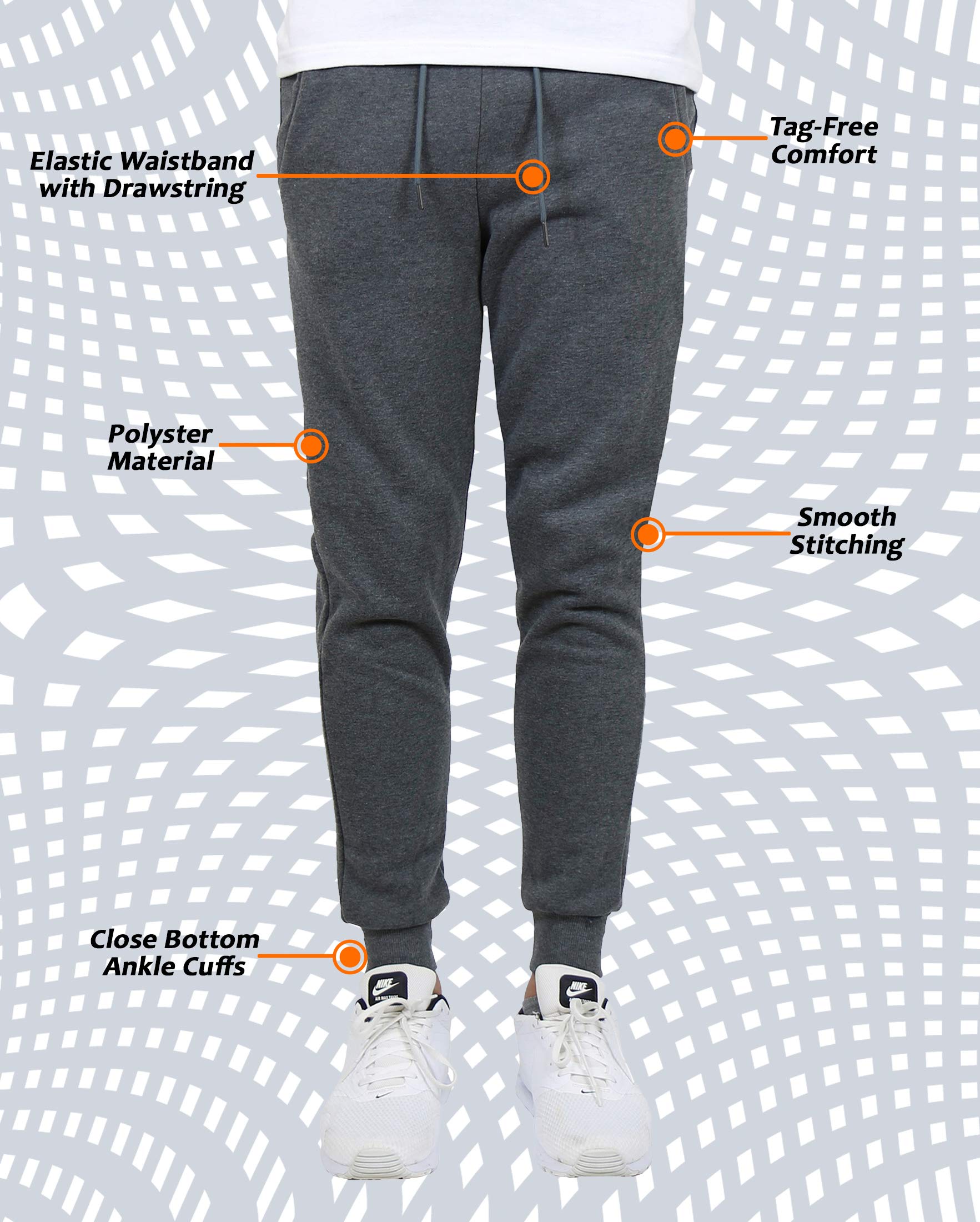 Harvic Men's Fleece Jogger Sweatpants 2-Pack - Soft Comfortable Lounge Pants for Casual Wear, Gym & Home Relaxation