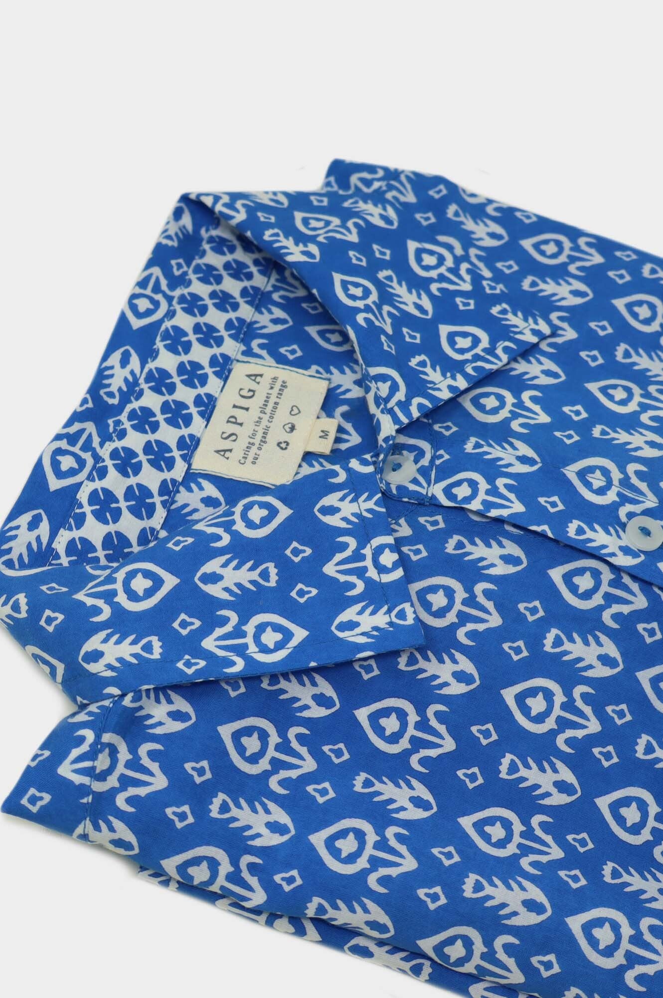 Men's Printed Cotton Button Down Shirt - Stylish Tear Drop Blue & White Design | Casual Wear, Office Outfit & Summer Fashion