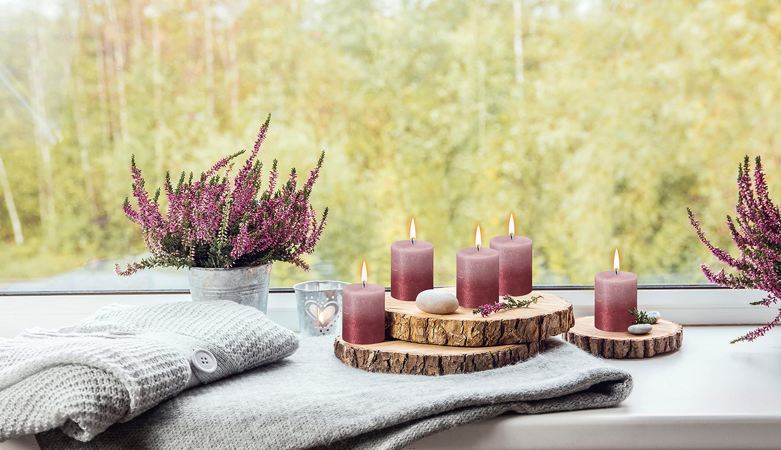 BOLSIUS 4-Pack Rustic Metallic Pillar Candles - 2.75