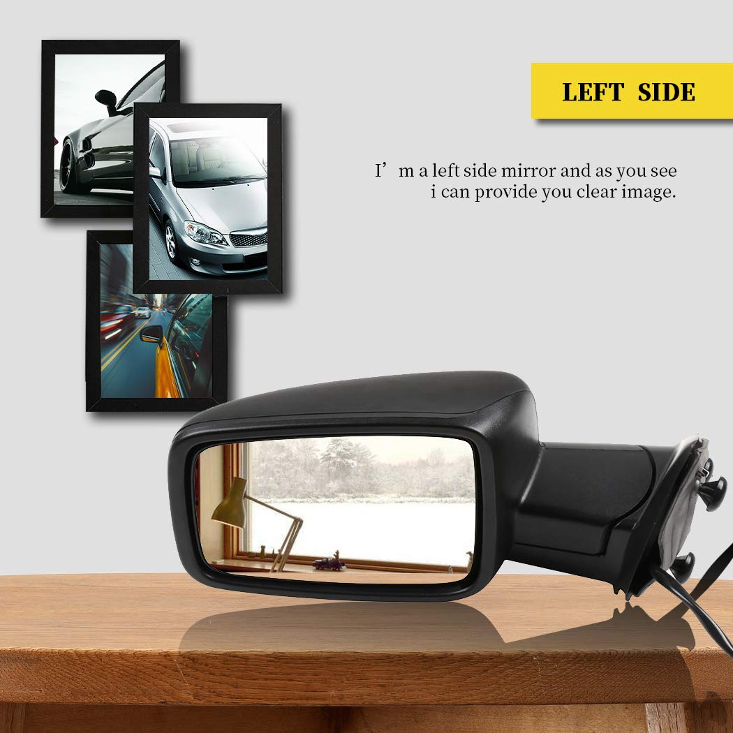 OCPTY Black Left Side Mirror Replacement for 2011-2013 Ram 1500 - Textured Glass, Manual Folding, Heated with Turn Signal | Perfect for Off-Roading, Daily Commuting & Truck Upgrades