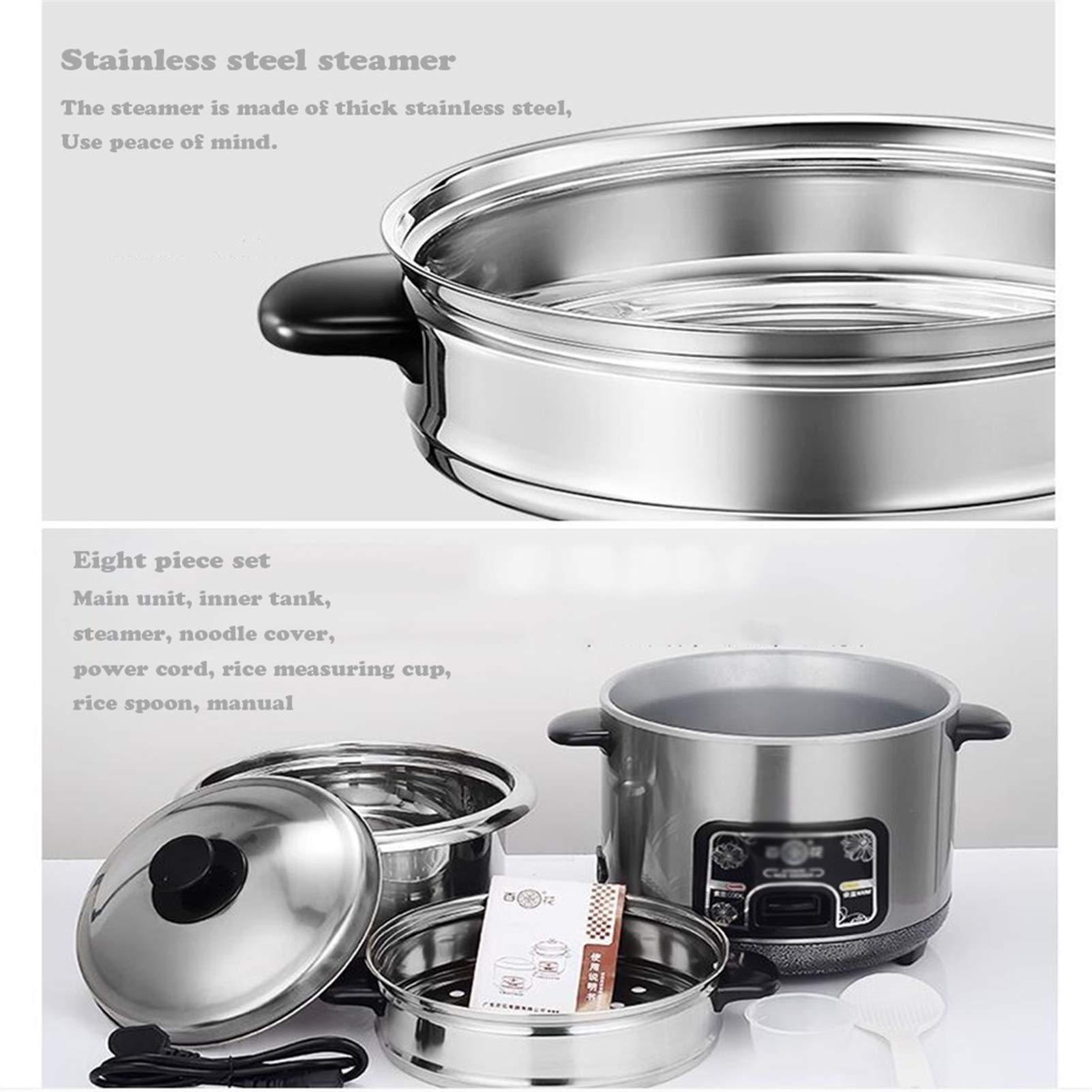 **Portable Stainless Steel Rice Cooker - 3L Mini Rice Cooker with Steam Function, Keep Warm Feature, Non-Stick Inner Pot - Perfect for Travel, Dorm, Office & Small Kitchens**