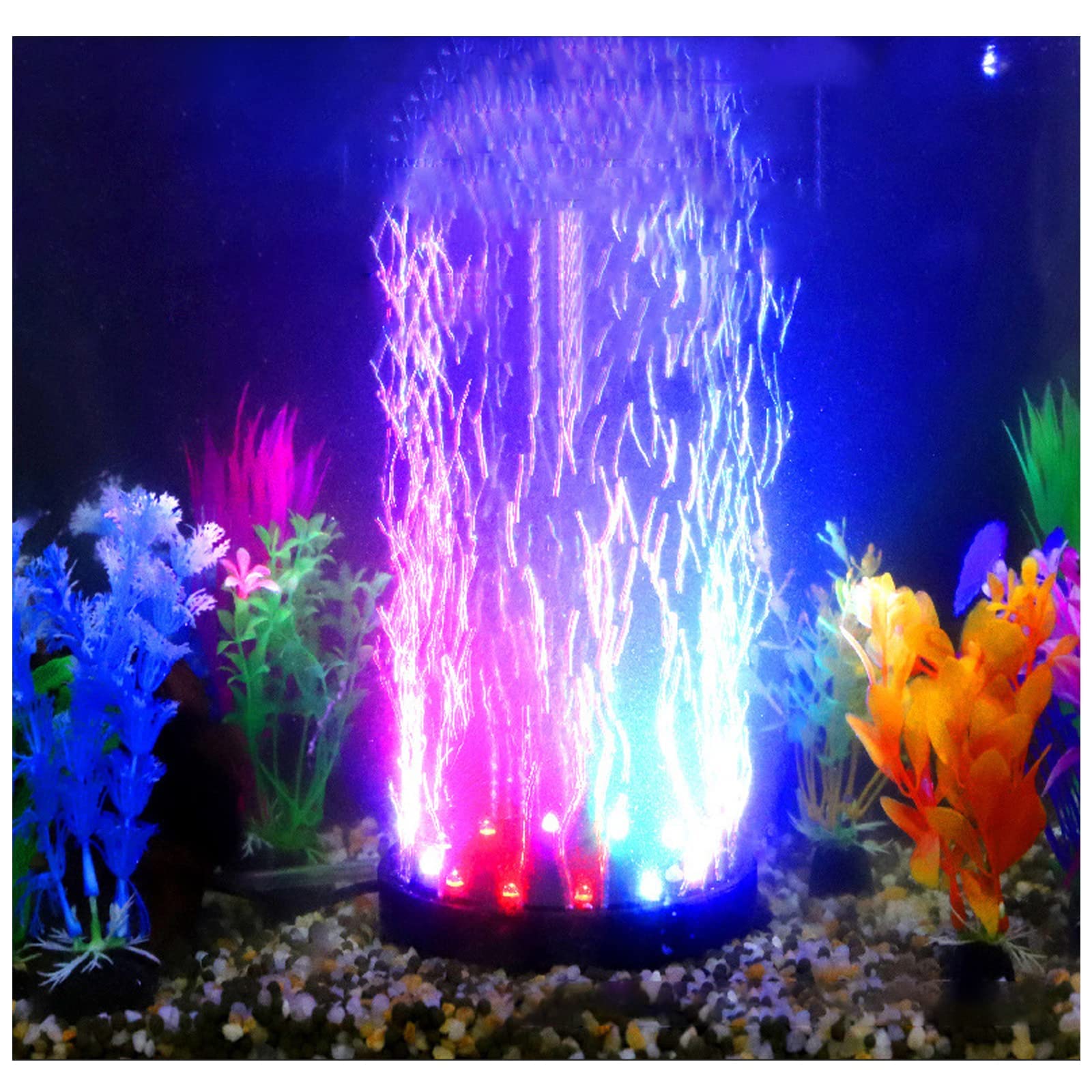 4.92 Inch 12 LED Aquarium Light with Bubbler Stone - Submersible Fish Tank Decoration, Underwater Bubble Lamp for Small Tanks (No Air Pump Needed) - Perfect for Home, Office & Pet Fish Tanks