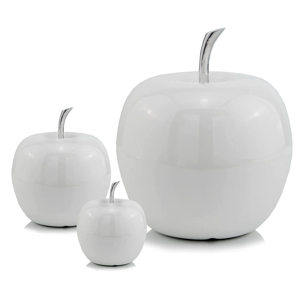 Modern Day Accents Manzana Blanco White Apple - Elegant Home Decor for Kitchen, Dining Room & Office Desk