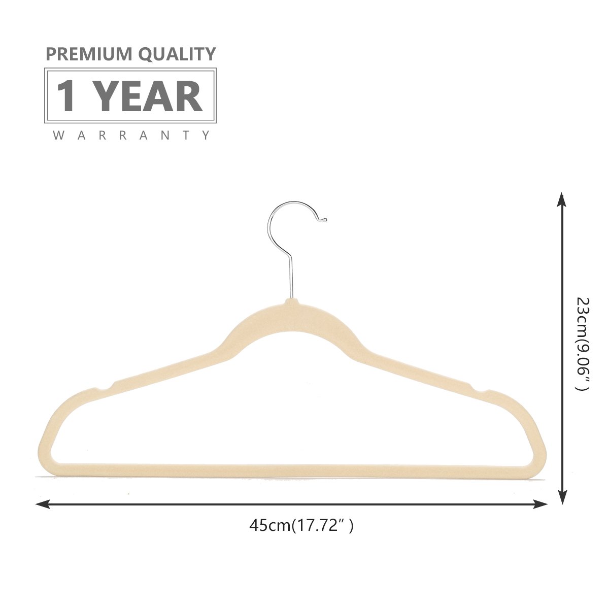 50 Pack Premium Velvet Hangers - Heavy Duty Non-Slip Suit Hangers with Chrome Hooks, Space Saving Closet Organizers (Ivory) - Perfect for Wardrobe Organization & Luxury Garment Storage