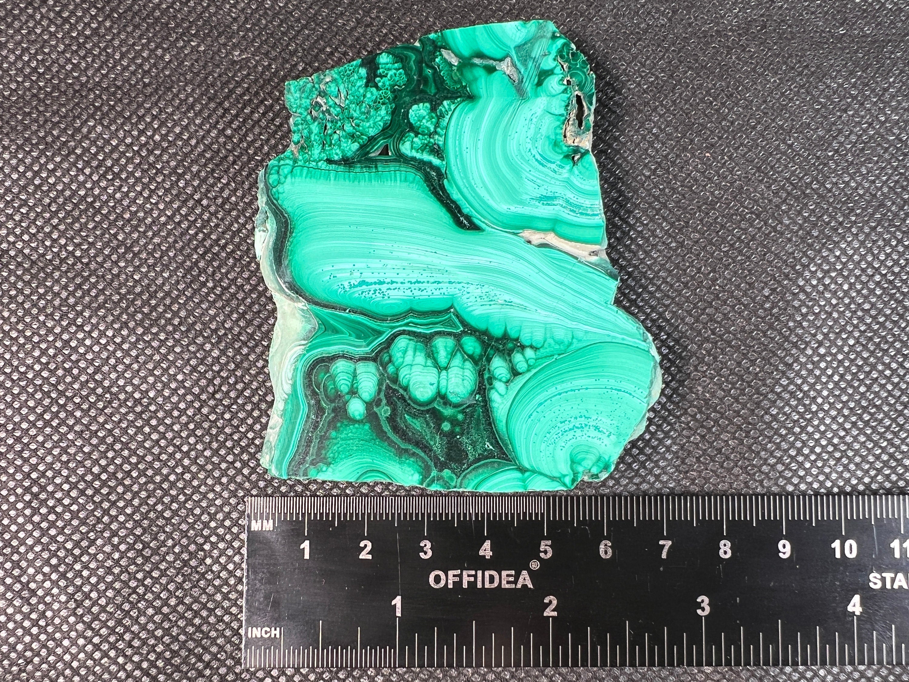 Natural Malachite Crystal Slab - Premium Green Malachite Stone for Jewelry Making, Unique Gift Idea, Home Decor (50473) - Perfect for DIY Crafts, Meditation & Healing Crystals Collection