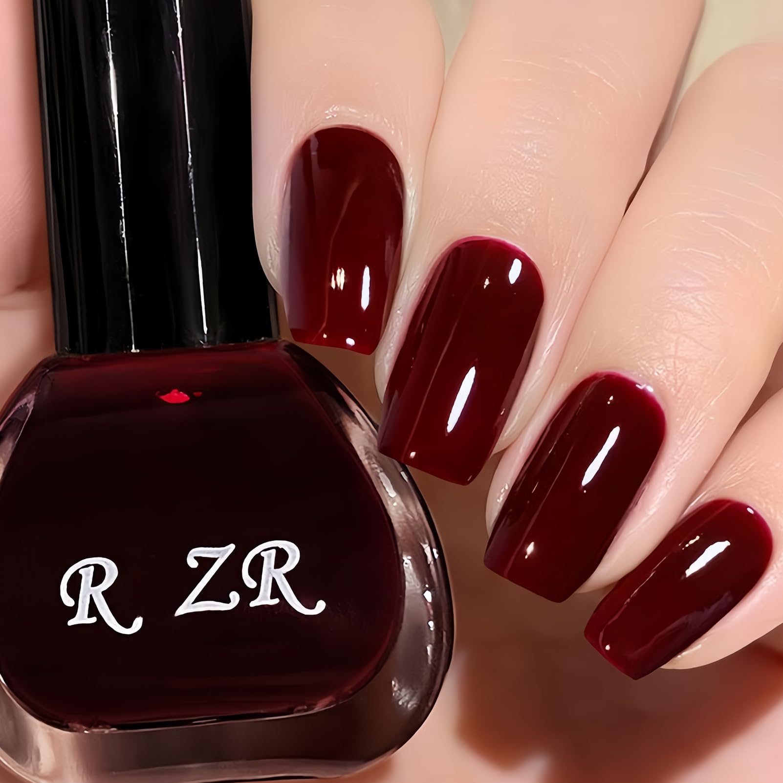 Dark Red Nail Polish - Long Lasting Cherry Red Nail Polish 15ML, No UV Light Needed, Quick Air Dry Formula - Perfect for At-Home Manicures, Parties & Gifts for Women and Girls