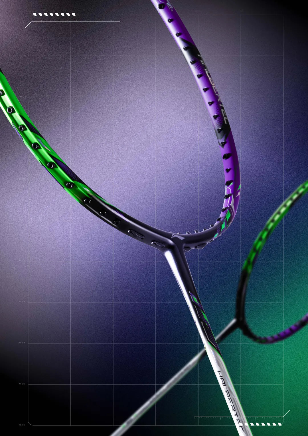 Li Ning Halbertec 9000 Badminton Racket - Prestrung with Black/Purple/Green Design | Professional Sports Equipment for Competitive Play & Training | Made in China