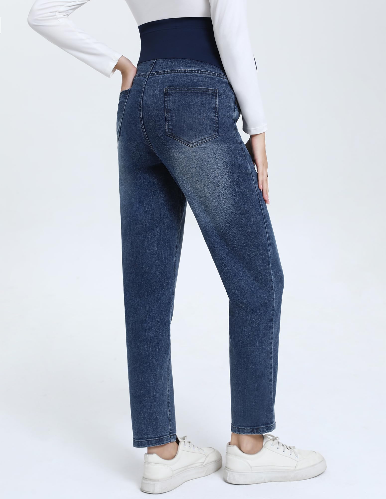 Stylish Women's Maternity Boyfriend Jeans - Over Belly Stretch Denim Pregnancy Pants for Comfort & Fashion | Perfect for Casual Outings, Work & Everyday Wear