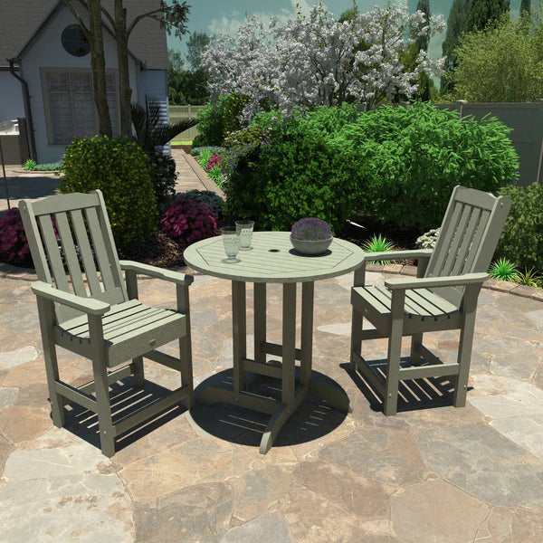 Weather-Resistant 3-Piece Round Counter Height Outdoor Dining Set - Perfect for Patio, Deck, and Backyard Gatherings