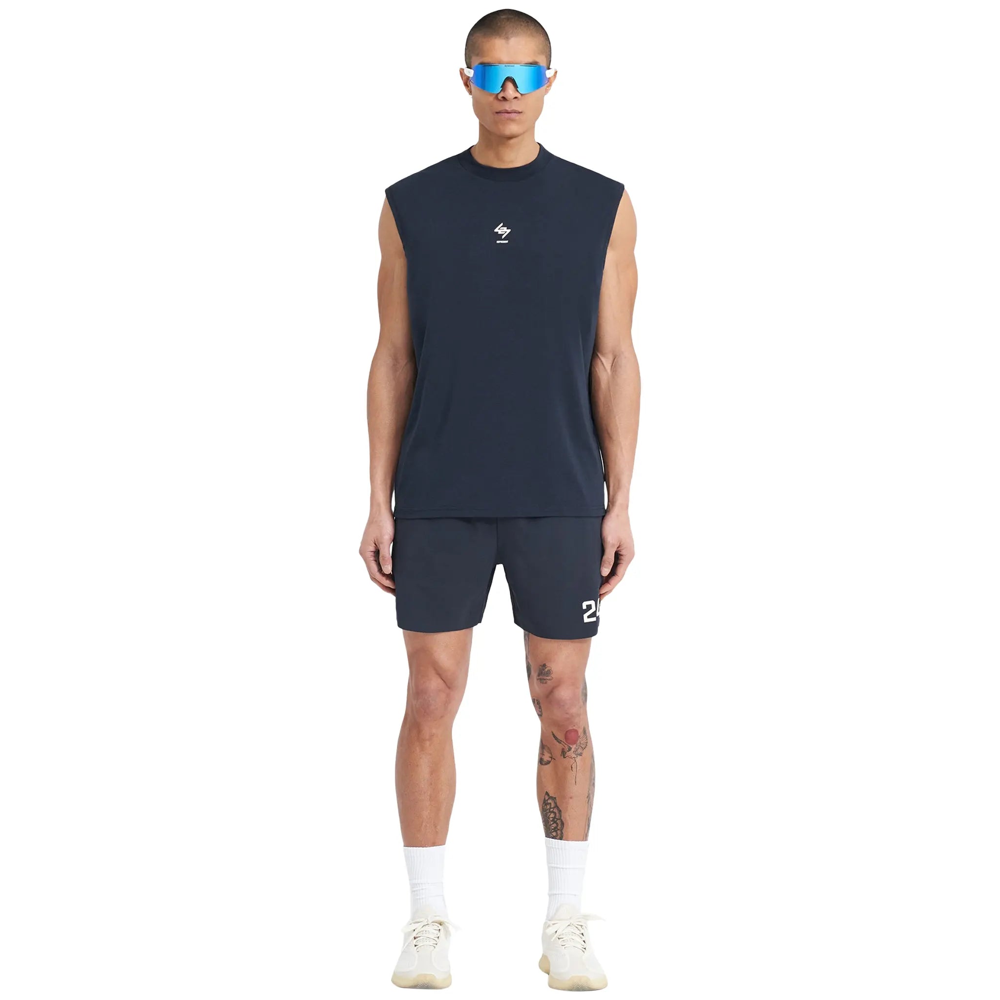 Represent 247 Fused Navy Blue Athletic Shorts for Men - Comfortable Gym Workout Running & Casual Wear