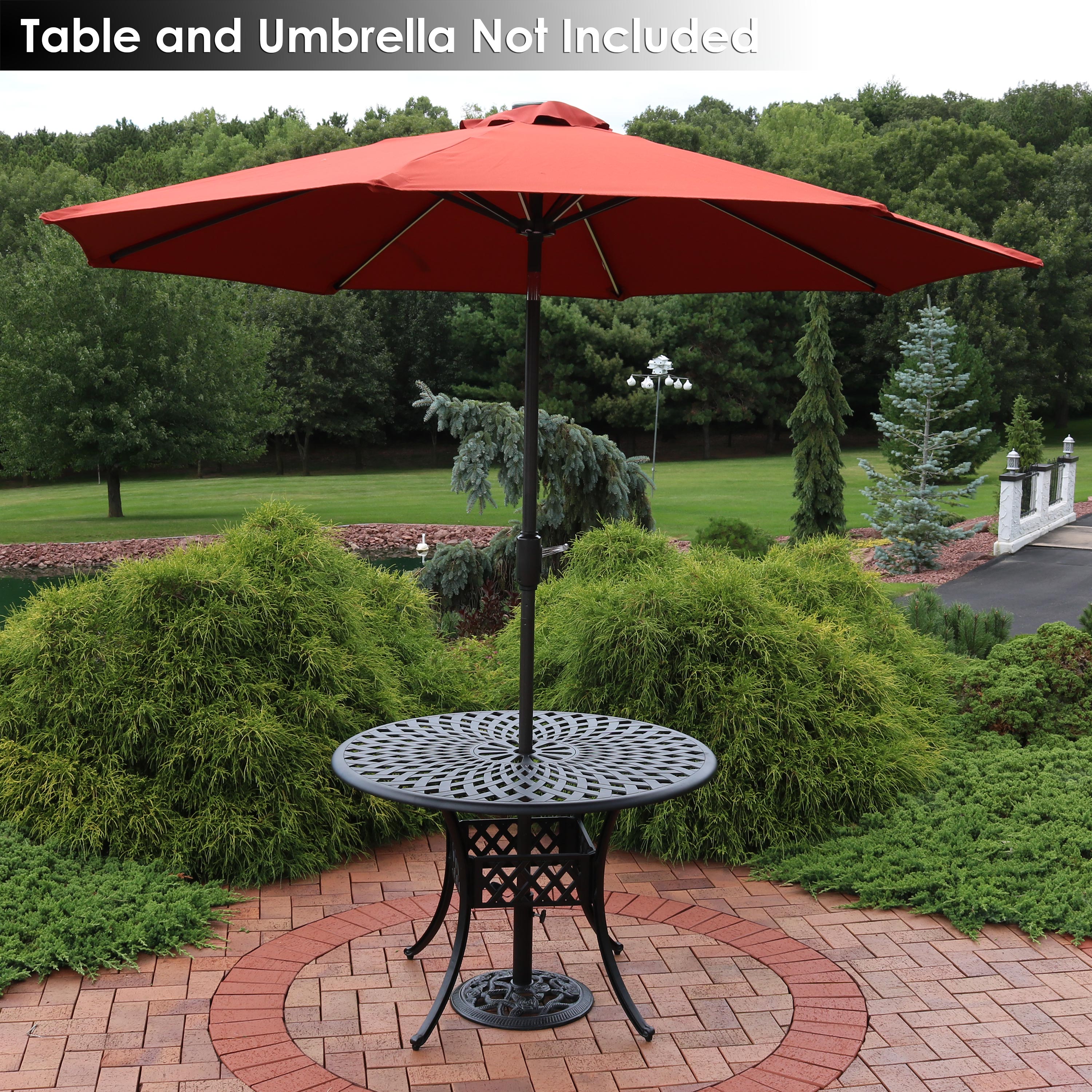 Sunnydaze Rose Blossom Cast Iron Patio Umbrella Base - 16 Inch Diameter, Heavy Duty Outdoor Umbrella Stand for Garden, Deck, Poolside & Backyard Use