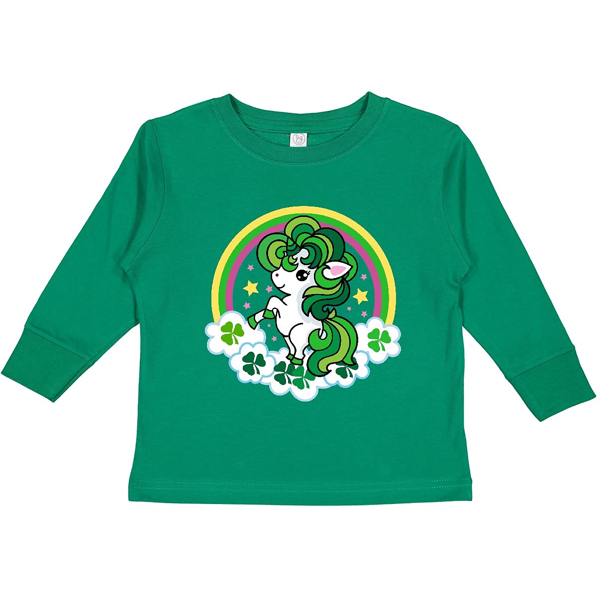 Inktastic Unicorn St. Patrick's Day Irish Outfit Toddler Long Sleeve T-Shirt | Cute Green Shamrock Design for Boys & Girls | Perfect for Holiday Parties & Family Photos