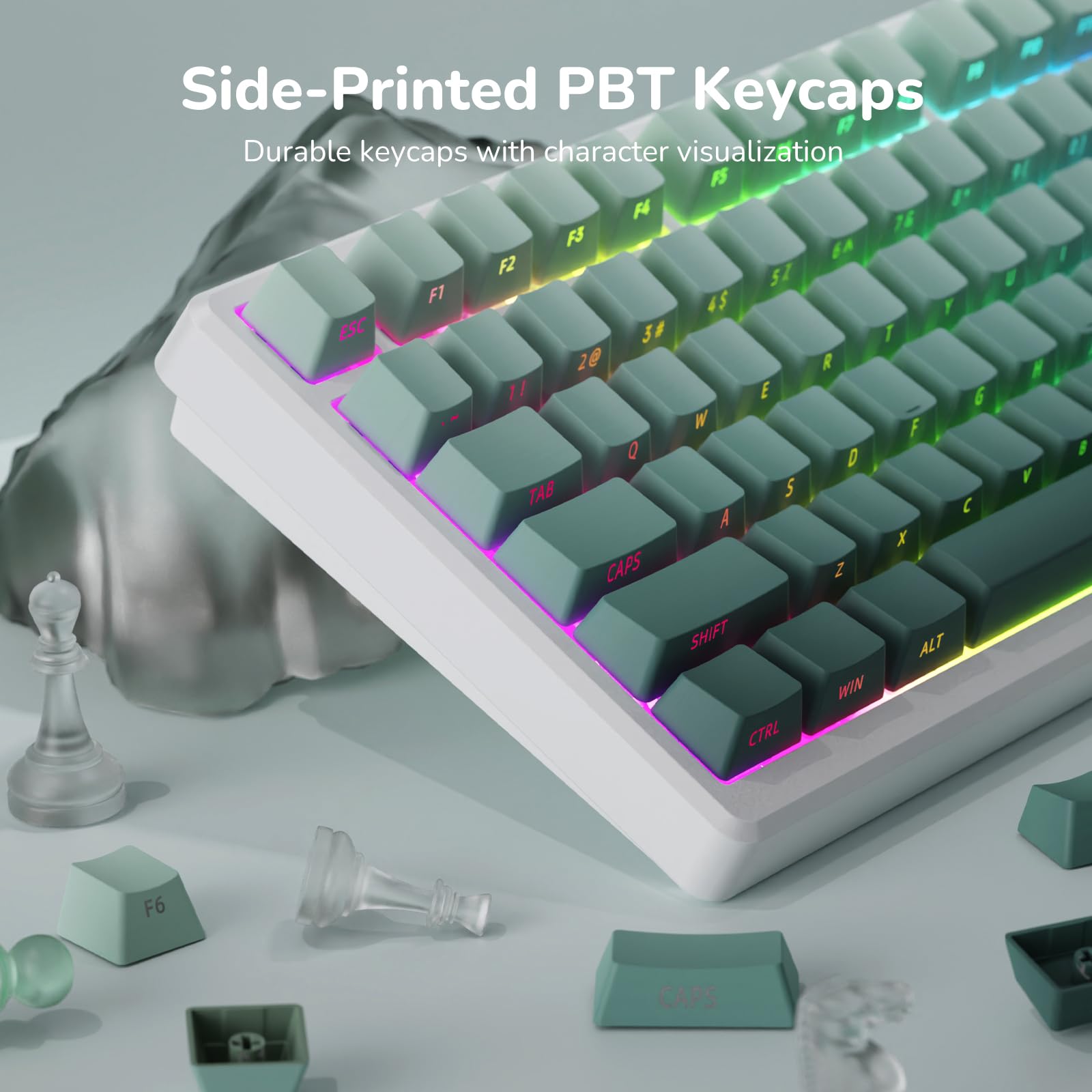 RK ROYAL KLUDGE M75 Wireless Mechanical Gaming Keyboard - 75% Compact 81 Keys with OLED Display, Rotary Knob & RGB Backlit | 2.4GHz/BT5.1/Wired Triple Mode | Hot-Swappable Cloud Switch & Gasket Mount | PBT Side-Printed Keycaps for PC/Mac Gaming & Office Typing