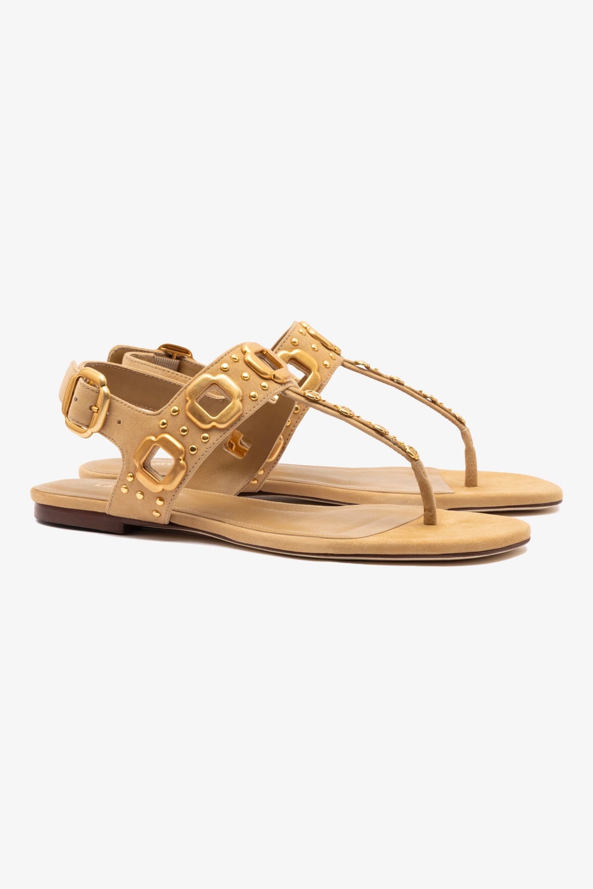 Milan Studs Thong Sandals for Women - Peanut Suede Summer Flip Flops | Beach, Pool, Casual Outfits & Vacation Wear
