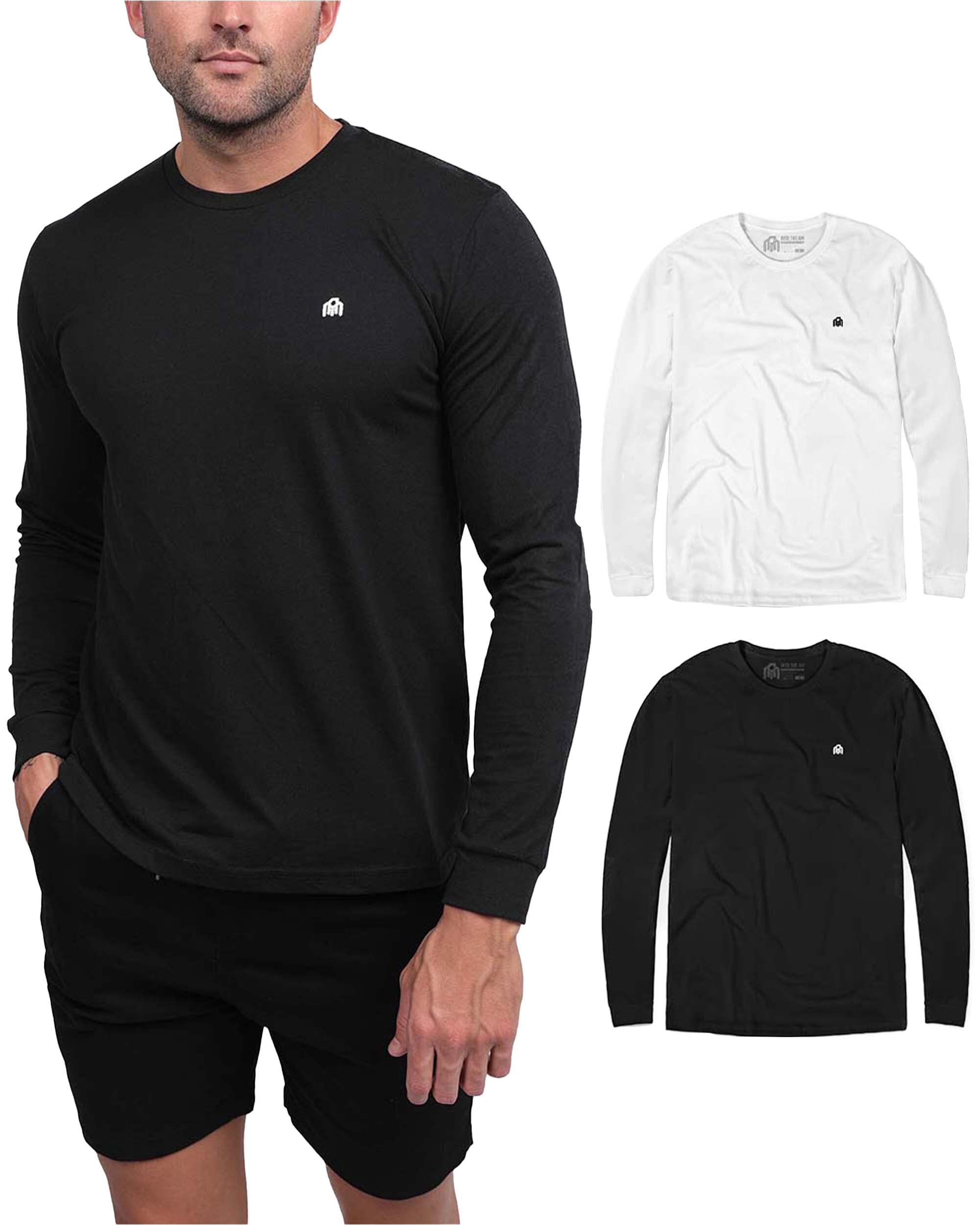 INTO THE AM Men's Long Sleeve T-Shirts | Casual Work Shirt | Sizes S-3XL | Perfect for Office, Outdoor & Everyday Wear