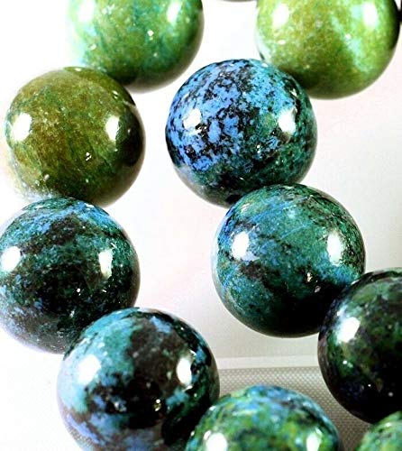 18mm Round Blue Green Azurite Imitation Gemstone Beads - 1 Strand for DIY Jewelry Making, Bracelets, Necklaces & Craft Supplies | Perfect for Boho, Handmade & Fashion Accessories
