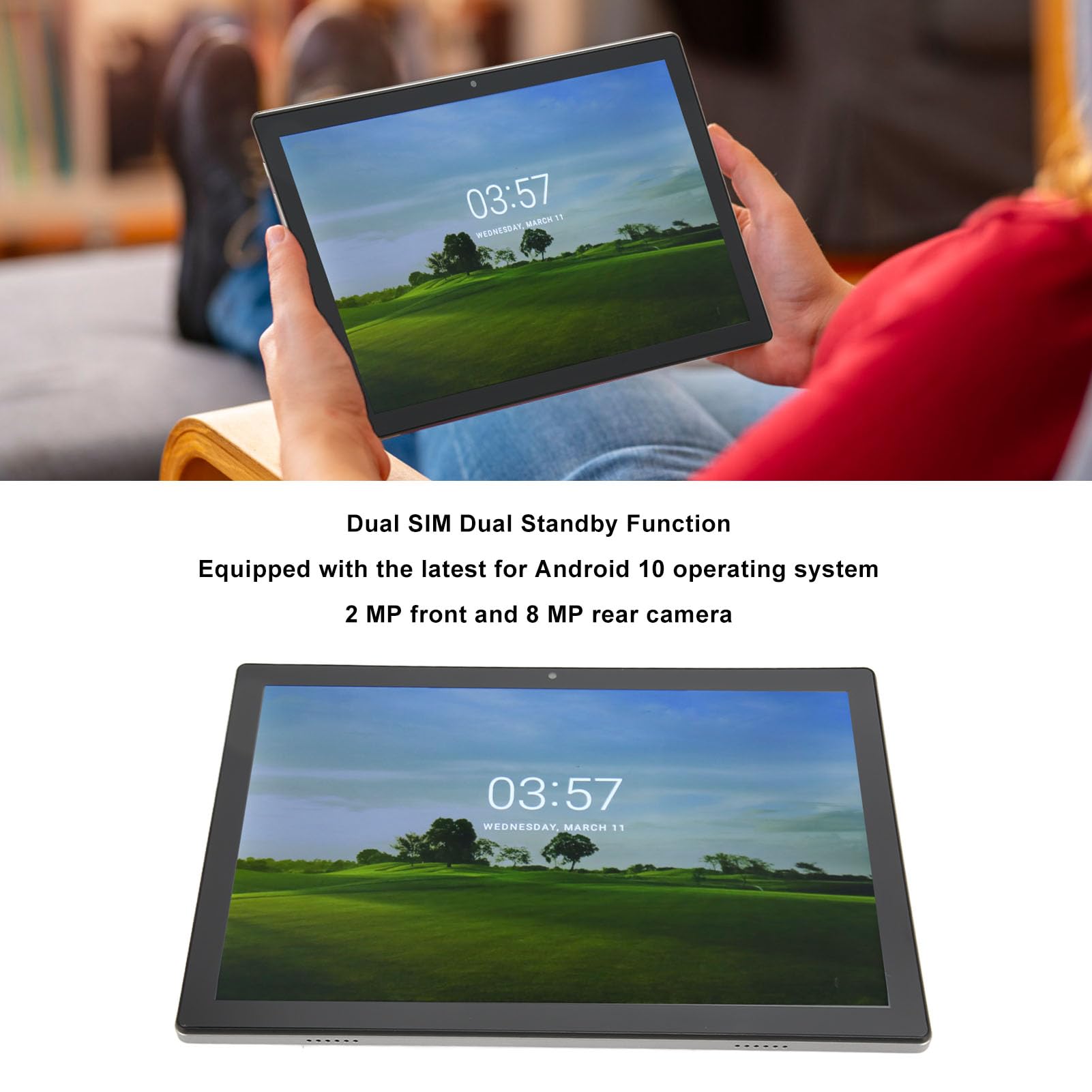 DAUZ 10.1 Inch Tablet PC with 2MP Front Camera, 6GB RAM & 64GB ROM - Silver | Portable Android Tablet for Work, Study & Entertainment