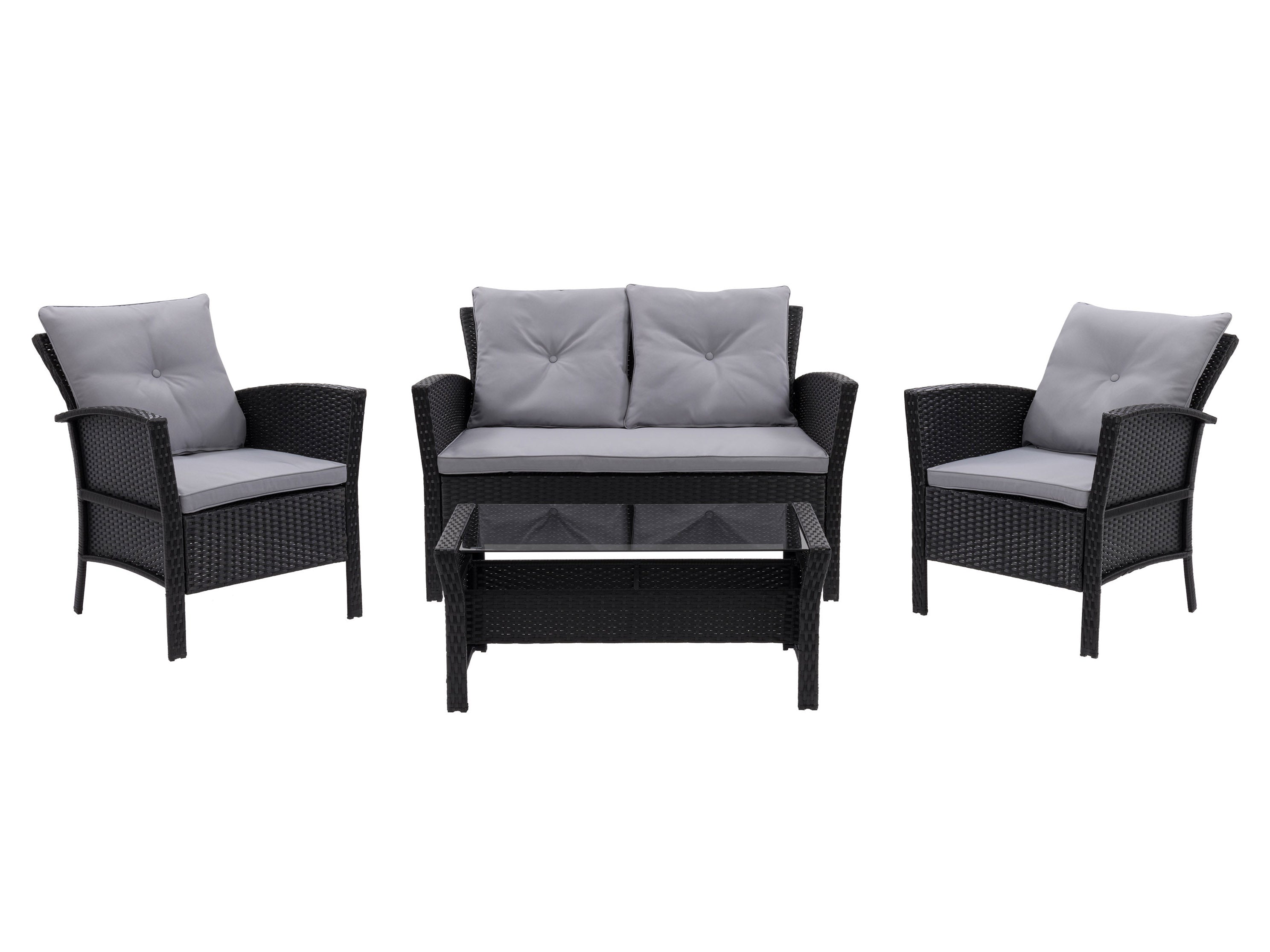4-Piece Wicker Patio Furniture Set - Outdoor Rattan Sofa & Coffee Table - Perfect for Garden, Poolside, or Backyard Relaxation