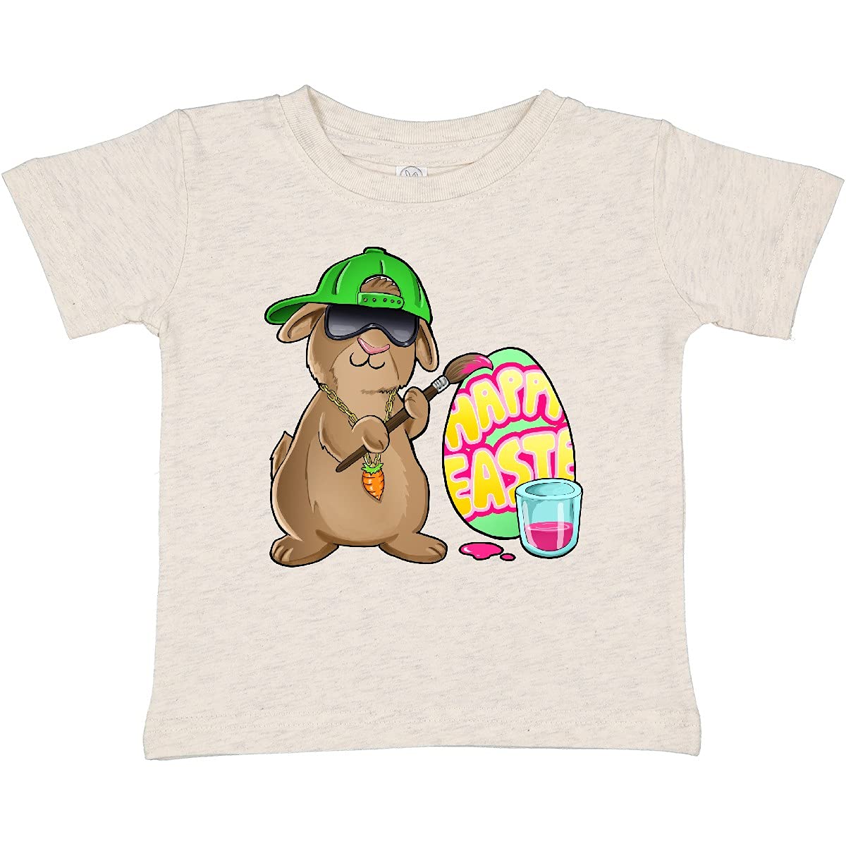 Inktastic Hip Hop Artist Cute Brown Easter Bunny Painting Egg Baby T-Shirt - Perfect for Easter Celebrations, Baby Showers & Hip Hop Themed Parties