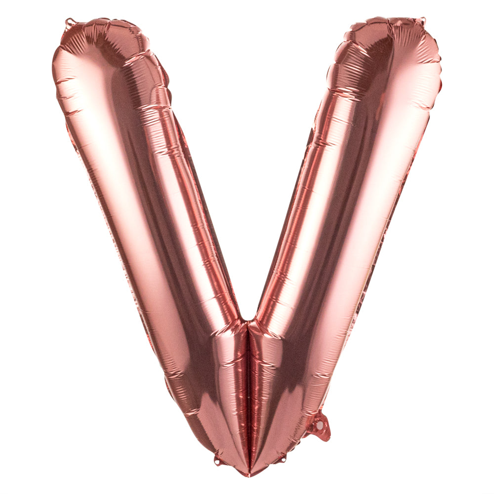 Rose Gold Mylar Letter V Balloon - 40
