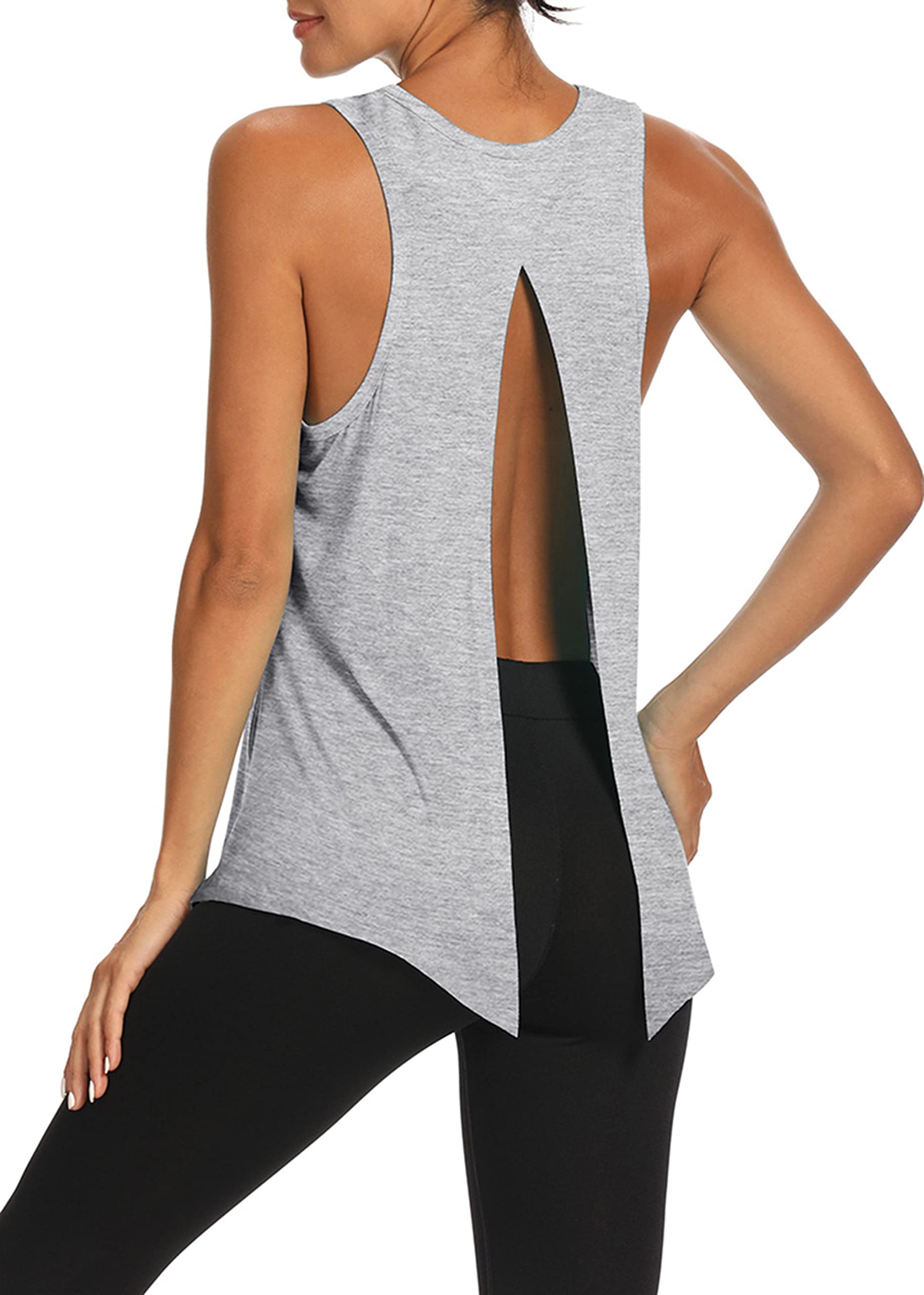 Bestisun Women's Open Back Workout Tops - Gym Athletic Muscle Tank with Tie Back - Breathable Yoga Shirts for Fitness, Running & Training - Perfect for Gym, Yoga Class & Outdoor Sports